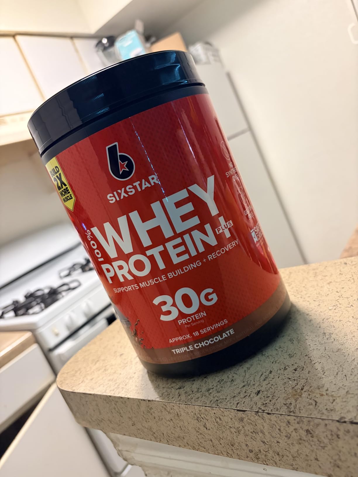 Six Star Whey Protein Powder Whey Protein Plus | Whey Protein Isolate & Peptides | Lean Protein Powder for Muscle Gain | Muscle Builder for Men & Women | Triple Chocolate, 1.82 lbs (826 g) customer photo 1