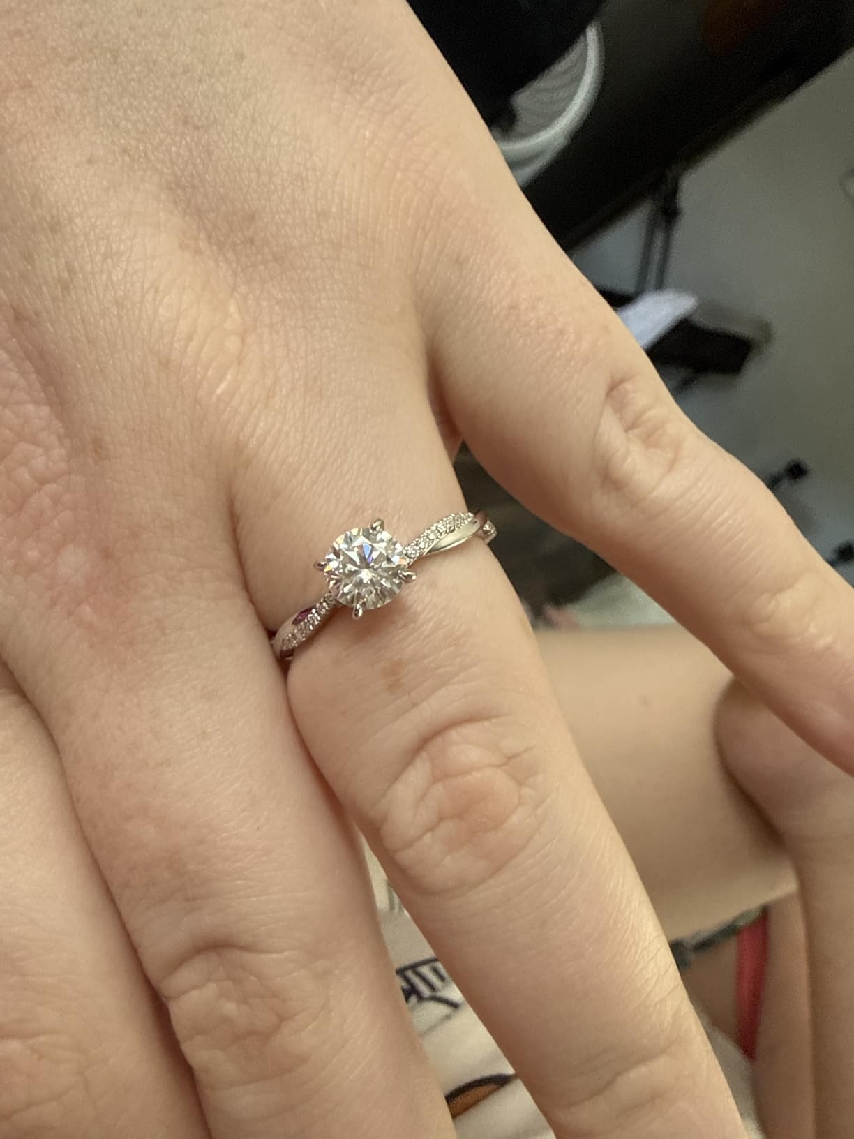 Sterling Silver 4-Prong Petite Twisted Vine Simulated 1.0 CT Diamond Or Moissanite Engagement Ring Promise Bridal Ring customer photo 1