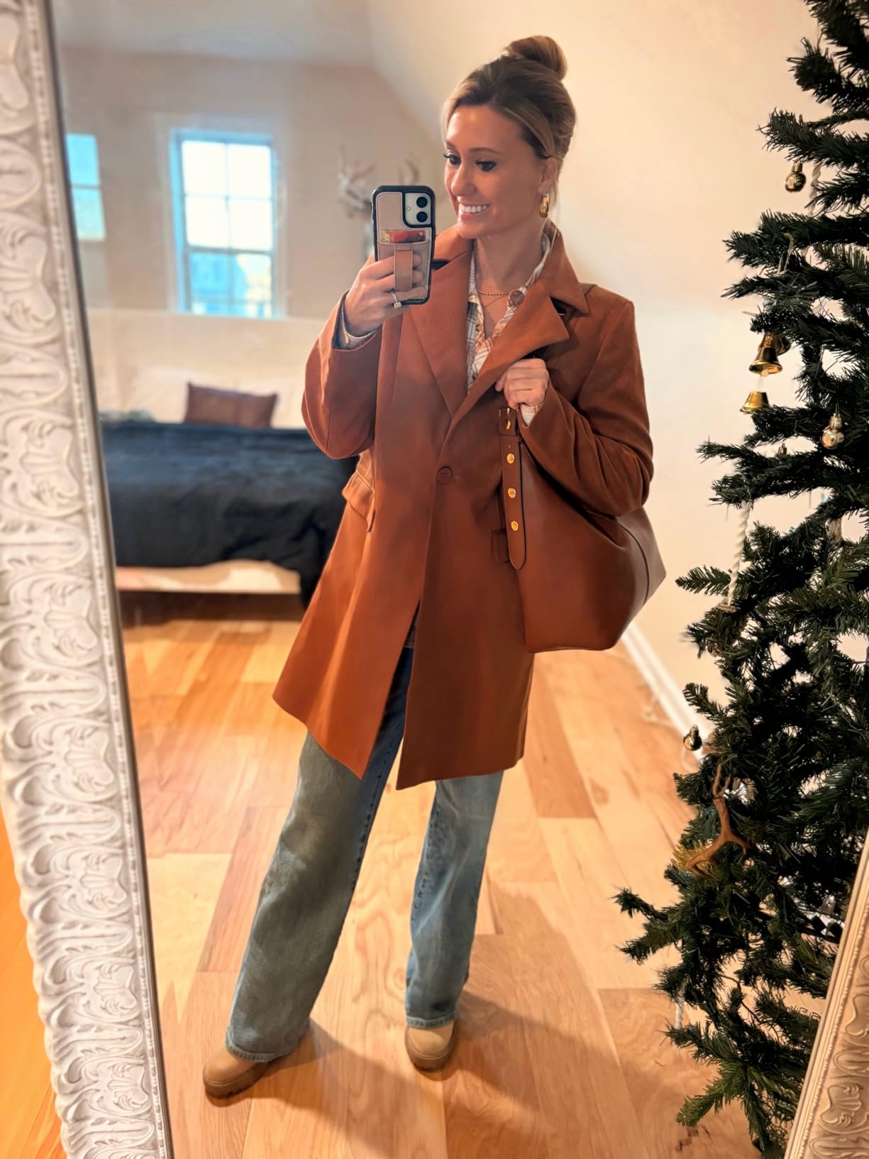 women's Pea Coat Notch Lapel Single Breasted Wool Blend Mid Long Jacket Trench Overcoat customer photo 1
