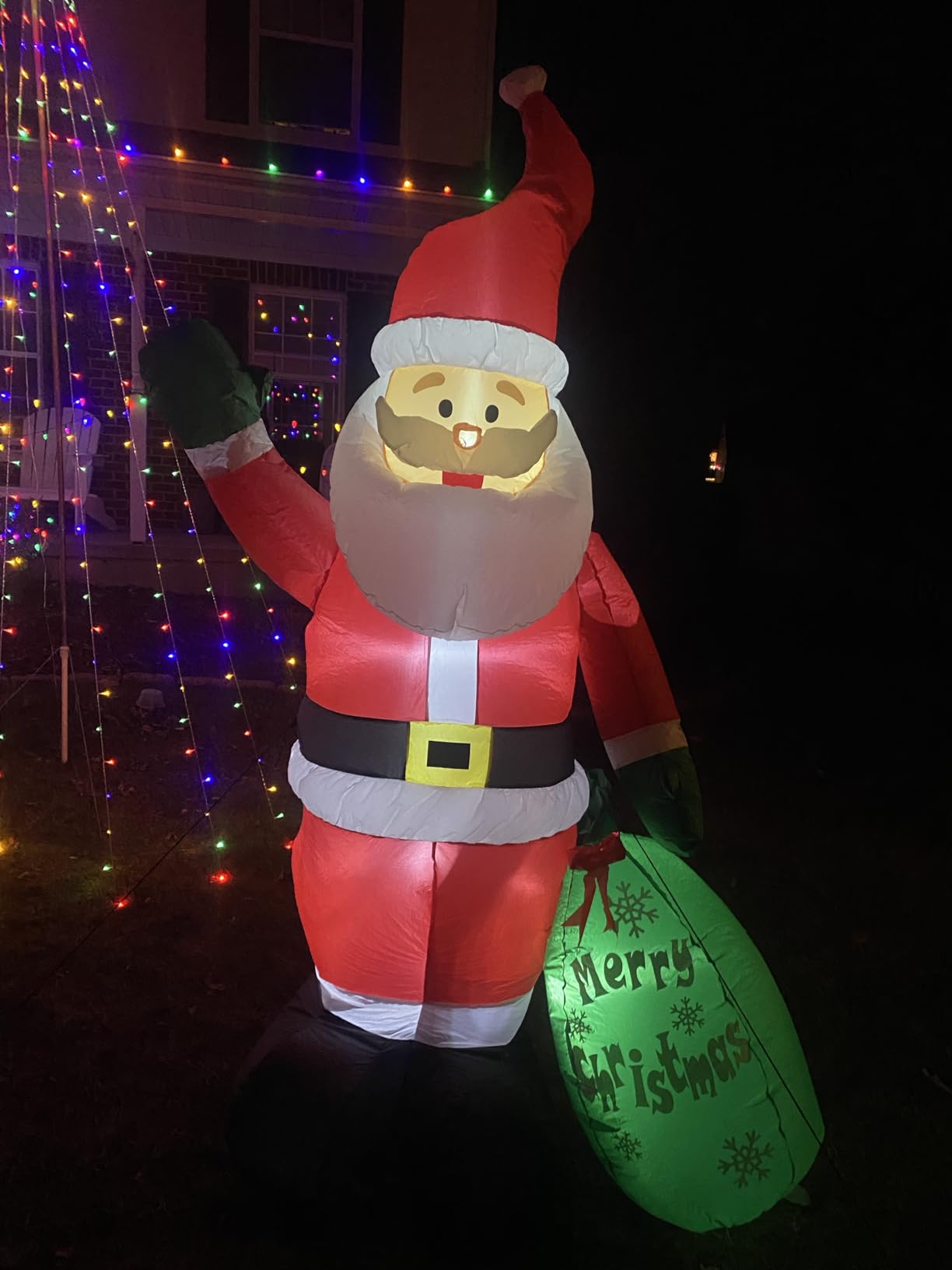 8 FT Christmas Inflatable Santa Claus Outdoor Decoration for Yard, Blow up Santa Decor with Big Gift Bag, Built-in LED Lights for Garden Patio Lawn Home Indoor Winter Holiday Party, IP44 Weatherproof customer photo 2