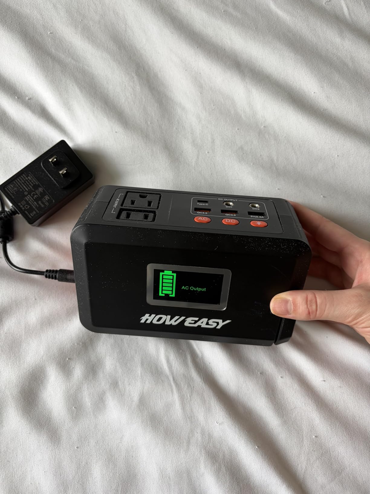 HOWEASY Portable Power Station, 120W (240W Peak) Solar Generator, 88Wh Lithium Battery Power with 110V AC Outlet/DC/USB/LED Light for Outdoor Camping Trip Hunting Emergency customer photo 2