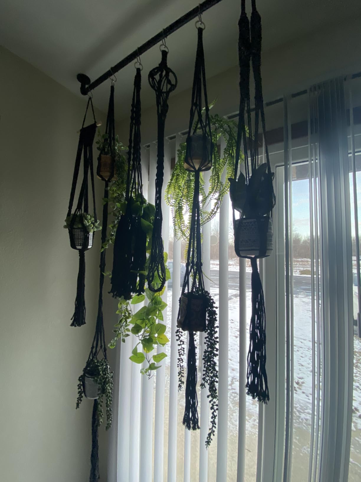 Palonu 4 Pack Faux Artificial Hanging Plants, UV Resistant Fake Potted Greenery with Eucalyptus Vine, Mandala, Pea Pod Leaves & String of Pearls in Pots for Living Room Bathroom Indoor Outdoor Decor customer photo 2