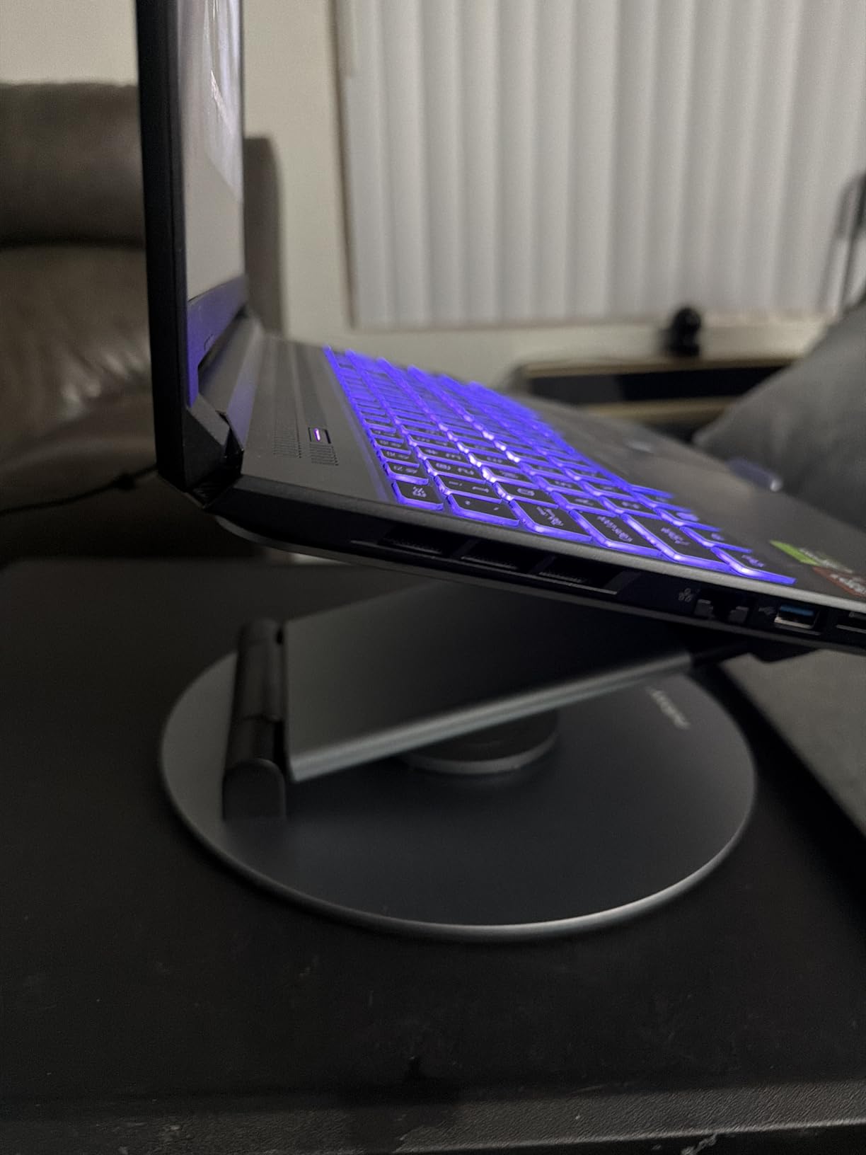 Nulaxy Telescopic 360 Rotating Laptop Stand for Desk Adjustable Height Swivel Pull Out Design Ergonomic Laptop Riser Standing Desk Converter Fits All 10-17