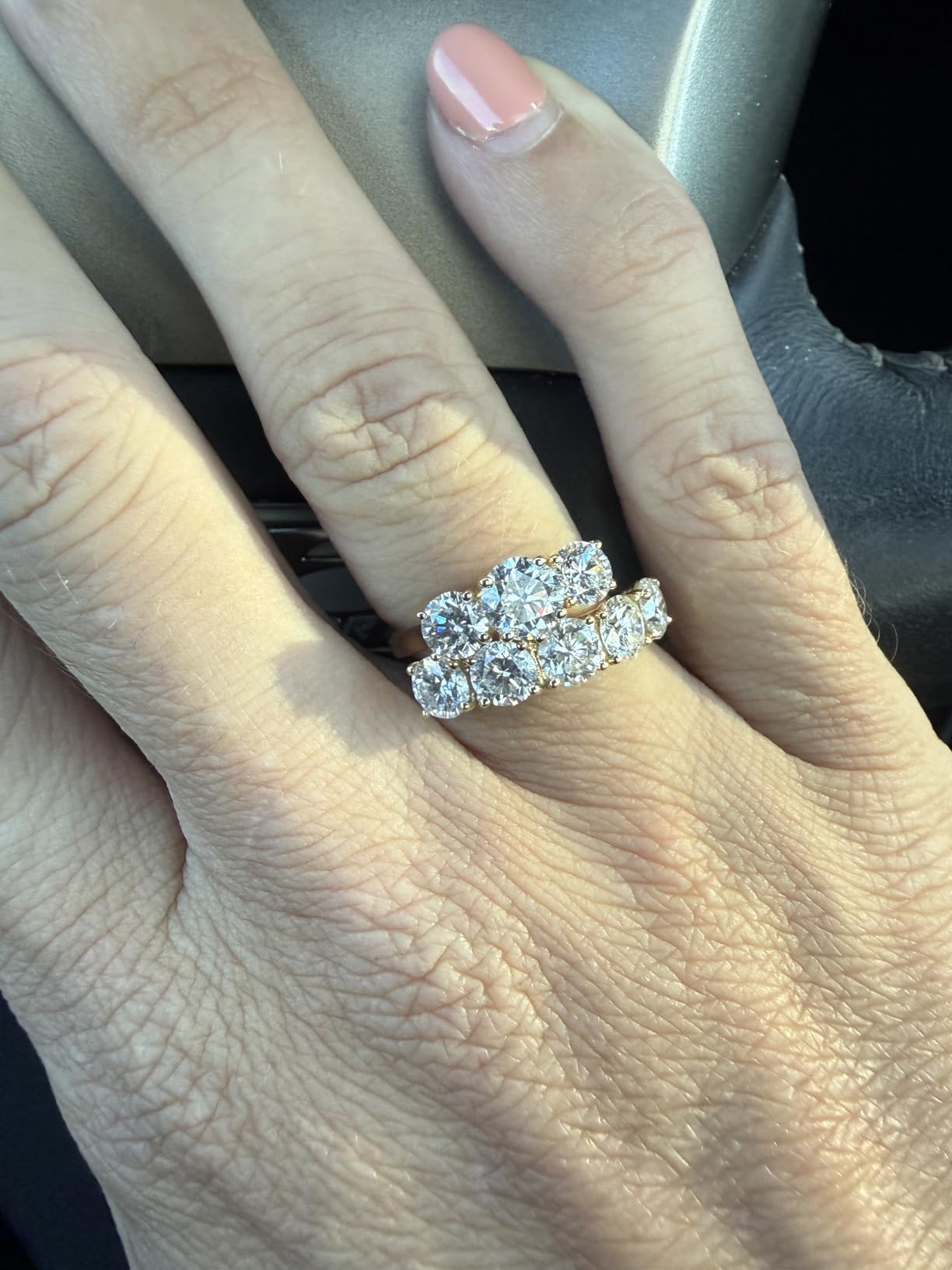 1 to 6 Carat IGI Certified LAB Grown 3 Stone Round Cut Diamond Engagement Ring Wedding Ring for Women (D-E Color, VS1-VS2 Clarity) customer photo 1