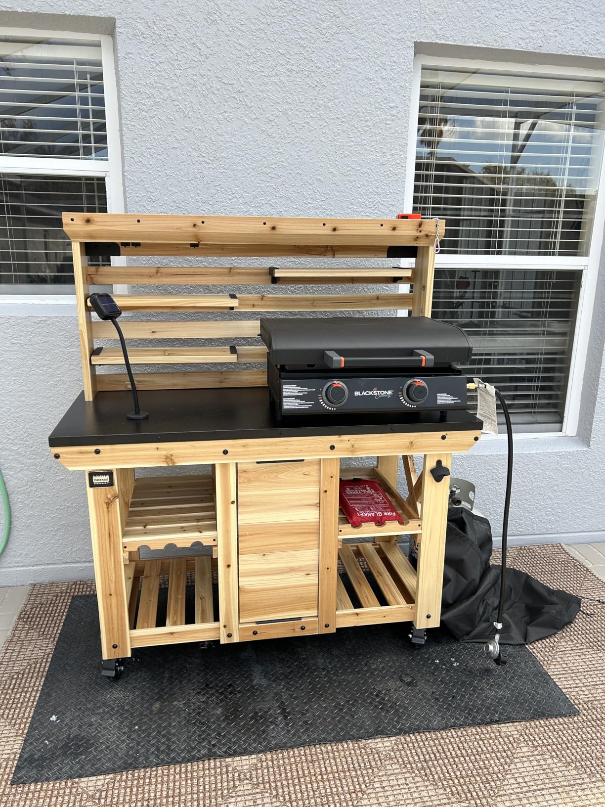 Backyard Discovery 47in Acacia Wood Garden Potting Bench and Serving Bar with Lower Storage Shelf, Leveling Feet, All-Weather Farmhouse Design for Patio, Deck, Porch, Kitchen, Dining Room customer photo 2