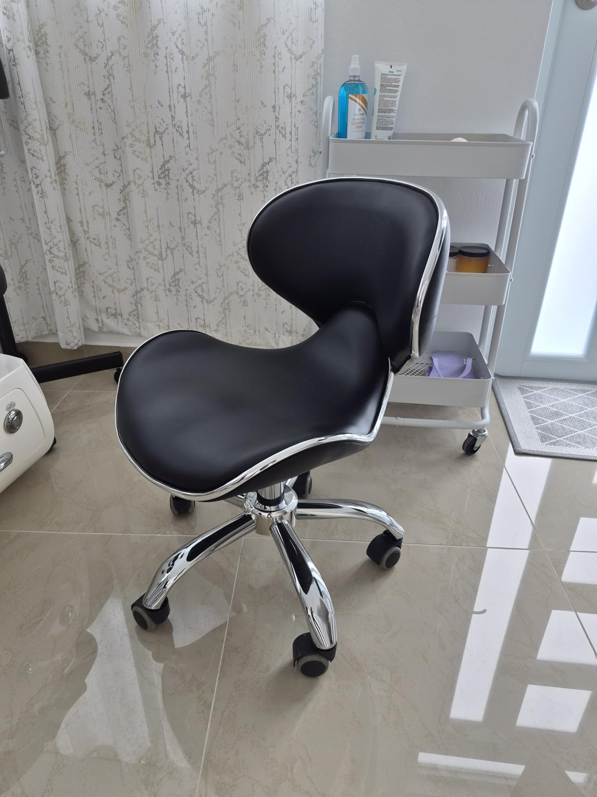 Pedicure Chair for Nail Tech,Adjustable Height, Hourglass Type Ergonomic Back Support Rolling Swivel Stool,Perfect for Massage and Salon Office Facial Spa Medical Tatoo customer photo 1