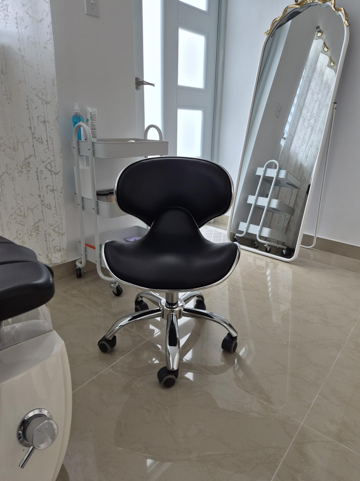 Pedicure Chair for Nail Tech,Adjustable Height, Hourglass Type Ergonomic Back Support Rolling Swivel Stool,Perfect for Massage and Salon Office Facial Spa Medical Tatoo customer photo 2