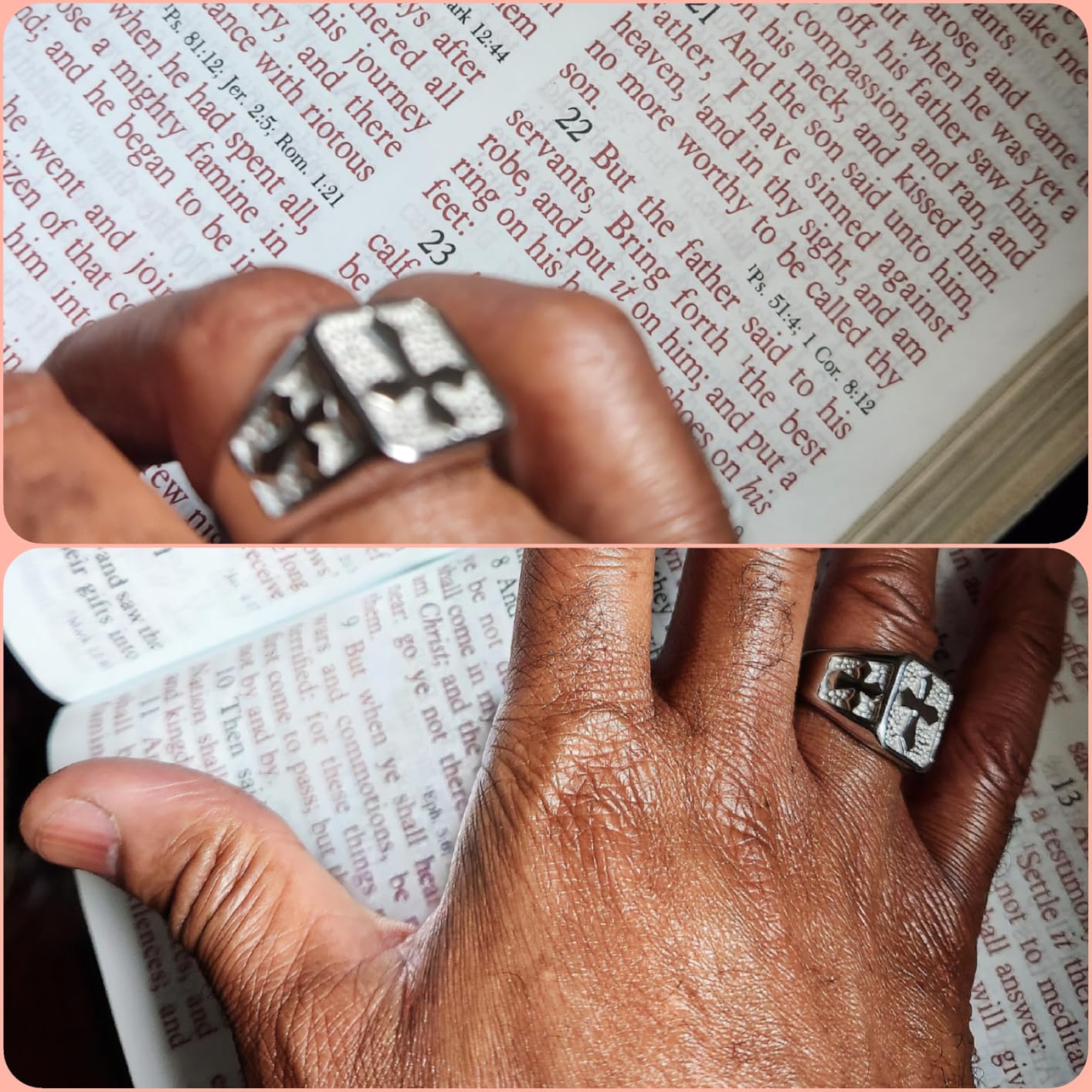 Jude Jewelers Stainless Steel Signet Style Christian Cross Religious Cocktail Party Biker Statement Wedding Ring customer photo 1