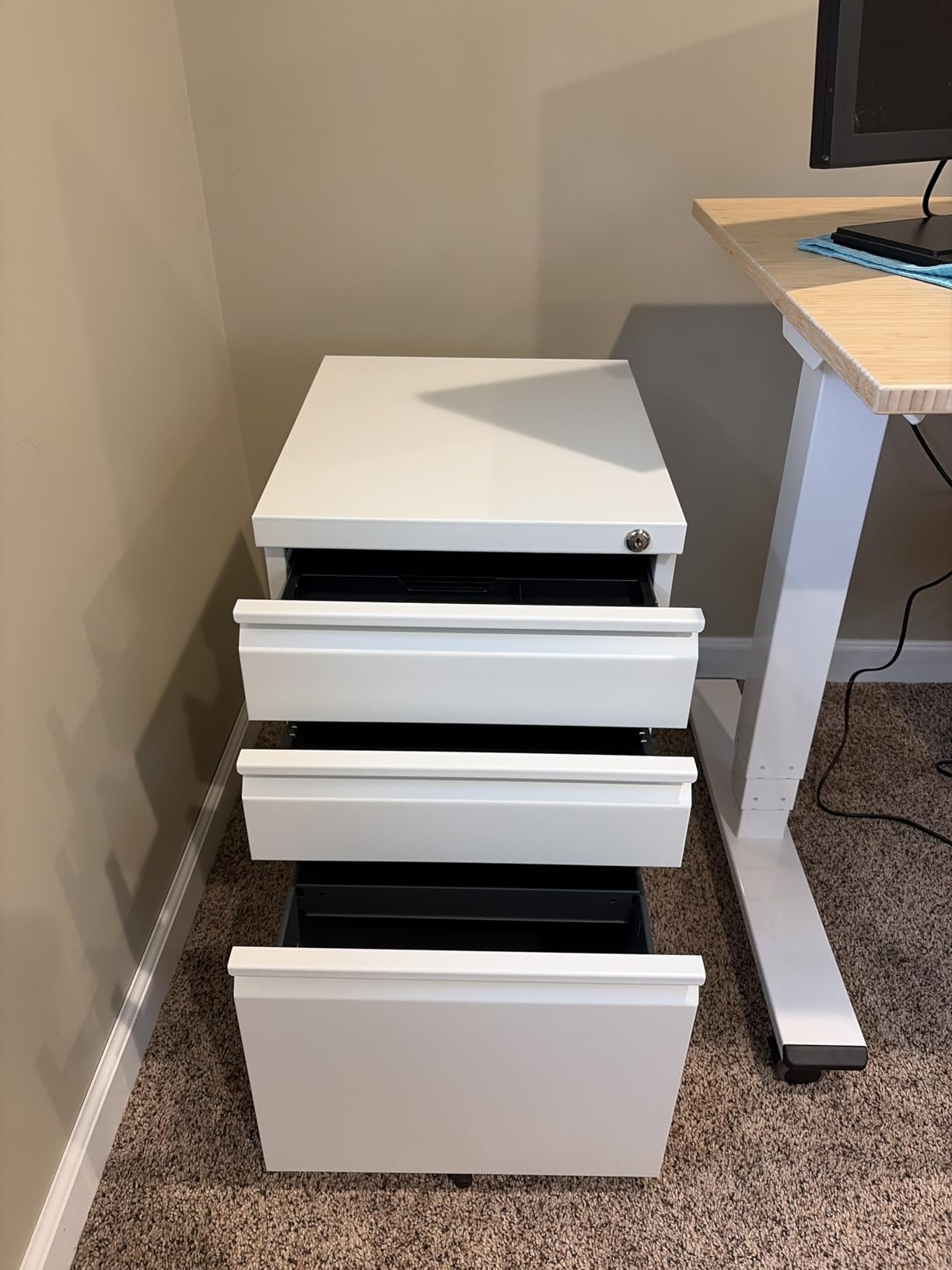 DEVAISE 3-Drawer Mobile File Cabinet (Under Office Desk), Assembled Except Casters, Fits Letter/Standard Sizes, White customer photo 1