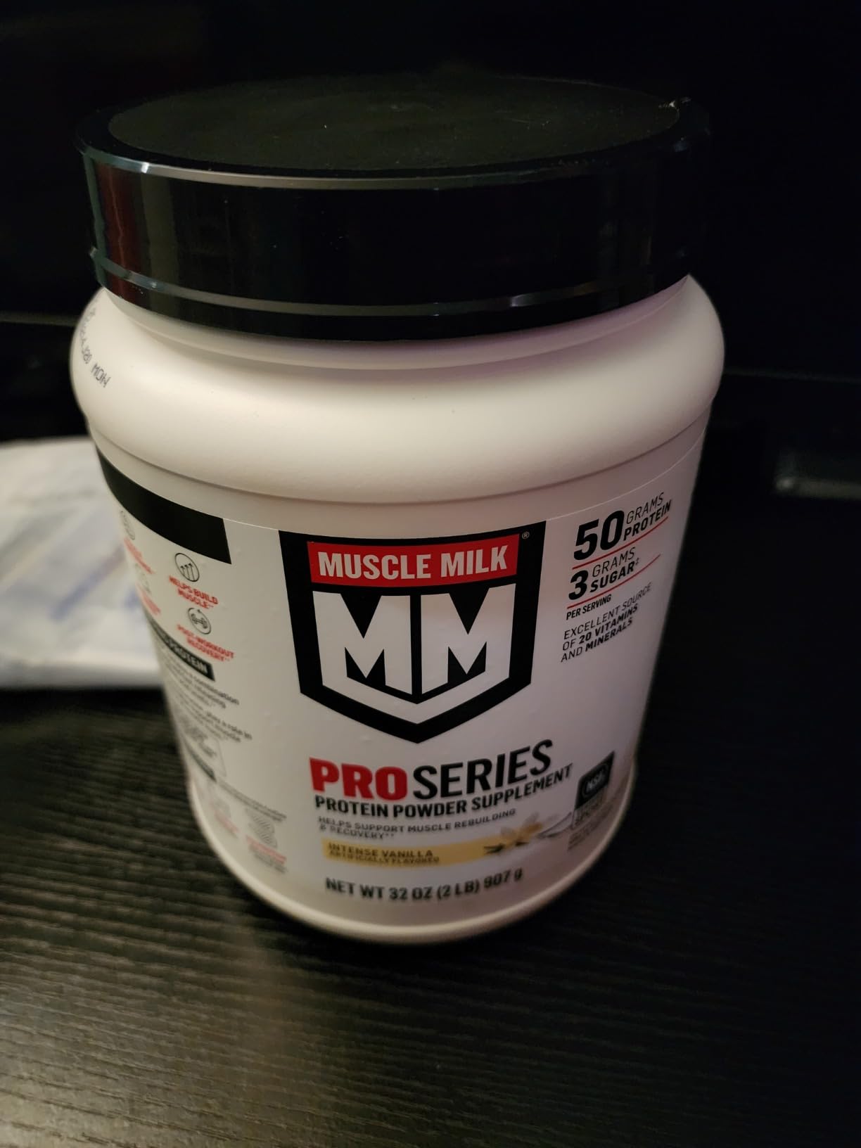Muscle Milk Pro Series Protein Powder Supplement, Intense Vanilla, 2 Pound, 11 Servings, 50g Protein, 3g Sugar, 20 Vitamins & Minerals, NSF Certified for Sport, Workout Recovery, Packaging May Vary customer photo 2