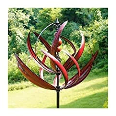 LimeHill Wind Spinner for Garden and Yard - Large Metal Kinetic Wind Sculptures for Outdoor Decor (91 Inches, Burgundy Lotus) customer photo 2