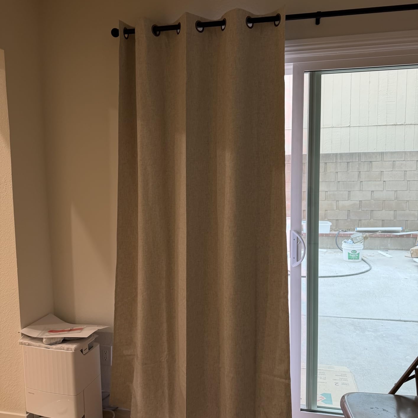 NICETOWN Natural 100% Blackout Linen Curtains 84 inch Long Burg for Living Room, 2 Panels, 52