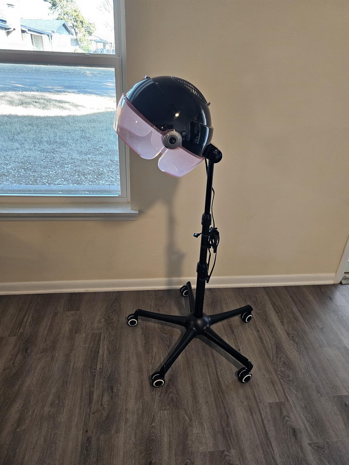 TASALON Ionic Hooded Hair Dryer, 1875W Professional Standing Hair Dryer Bonnet with 3 Temperature Settings, Height Adjustable Rolling Hair Dryer on Wheels, Sit Under Hair Dryer for Home & Salon, Pink customer photo 2