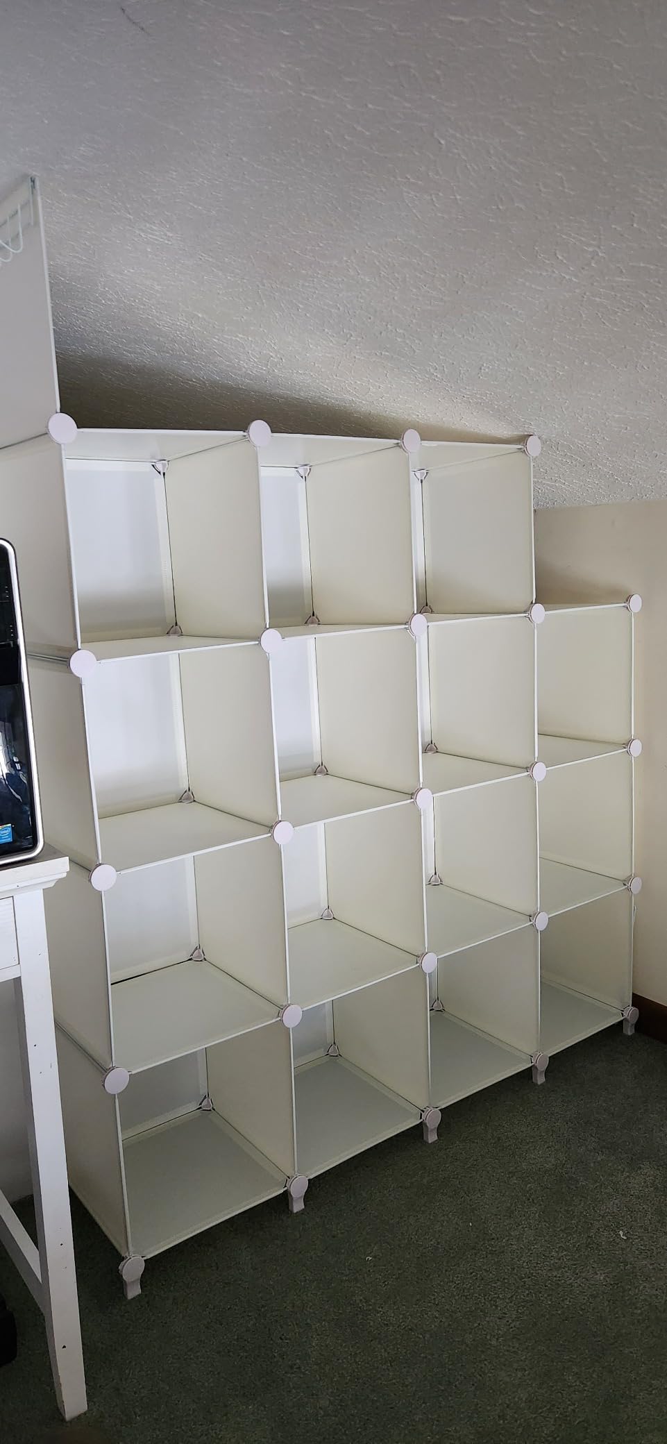 Neprock 16 Cubby Storage Organizer, Closet Clothes Storage Organizer, Cube Shelves Closet Organizers and Storage Shelves for Clothing Storage with Hammer, Bookshelf for Kids（Black） customer photo 2