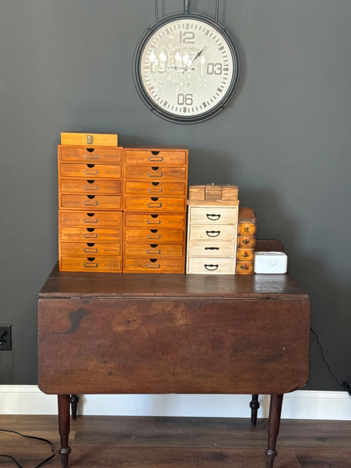 Stackable Apothecary Cabinet, 16 Drawer Wooden Storage - Vintage Card Catalog Style Organizer for Coins, Trading Cards, Crafts & DMC Floss - Multi Drawer Wood Desk Cabinet w/Label Holders customer photo 2