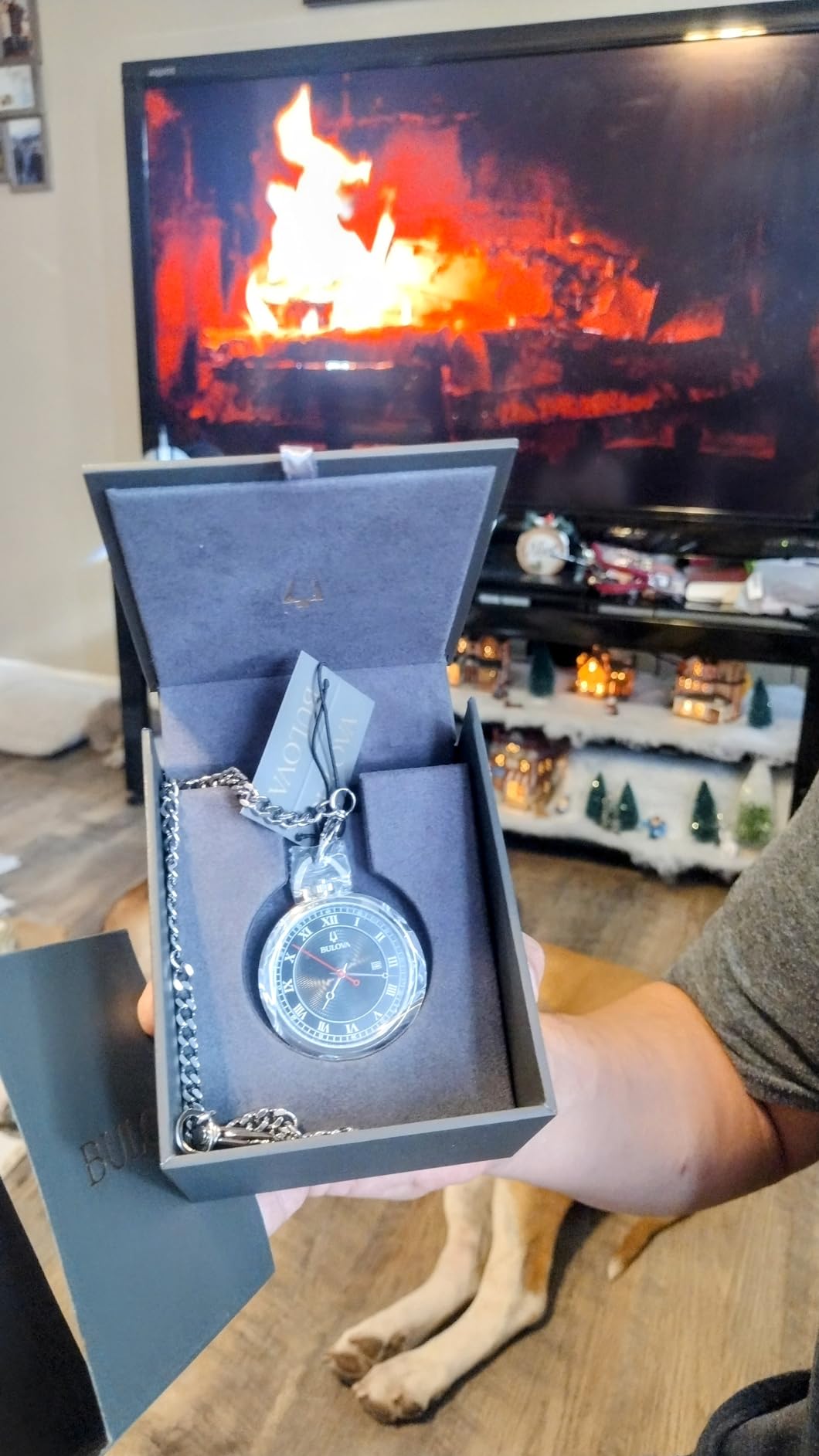 Bulova Classic Pocket Watch 3-Hand Date Quartz Stainless Steel, Black Dial with Detachable Chain Style: 96B308 customer photo 2