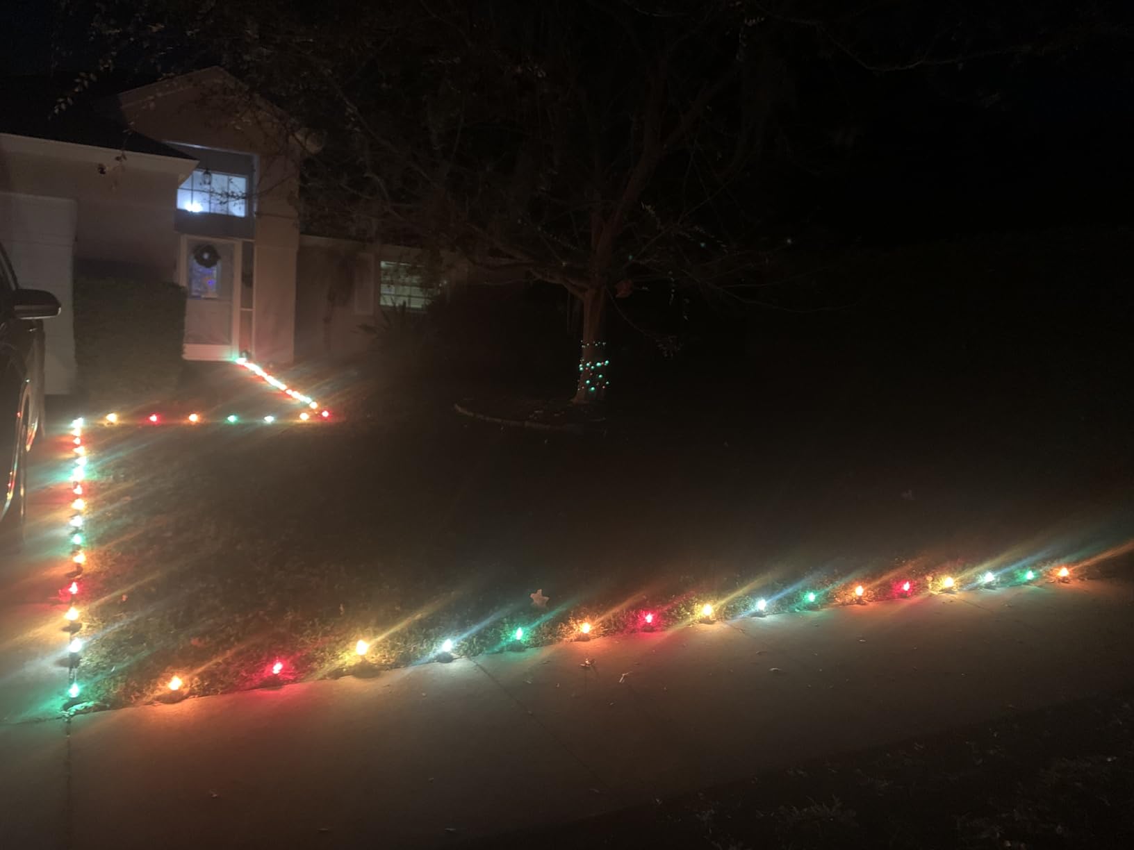 Christmas Pathway Lights Outdoor, 102.8 Ft Driveway Christmas Lights with 80 Multicolor Bulbs and Stakes, Connectable Outdoor Decorations Yard Walkway Sidewalk Holiday, Multicolor customer photo 2