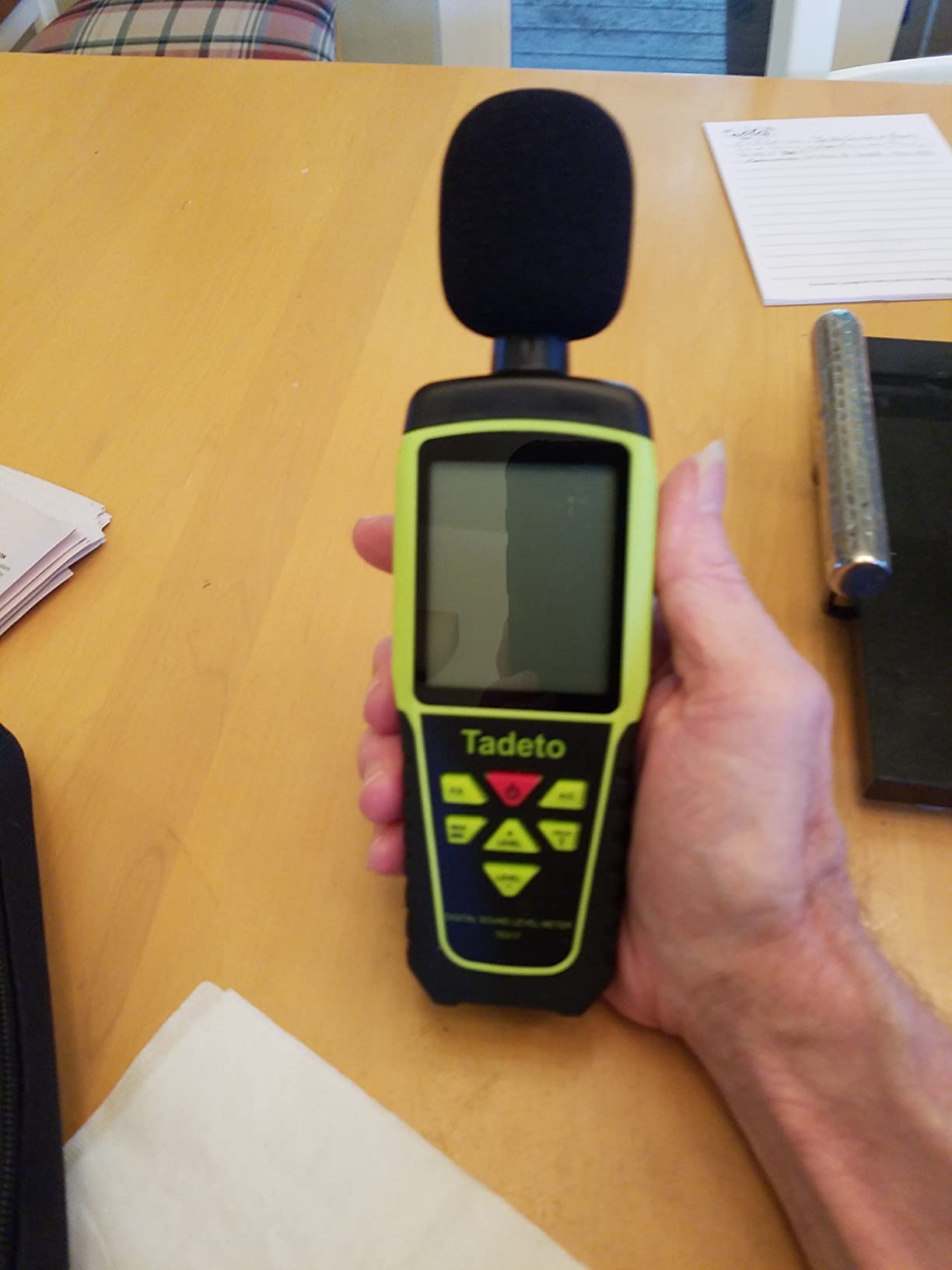 Decibel Meter, Tadeto Digital Sound Level Meter Portable SPL Meter 30dB to 130dB (5 Measurement Range) Backlight LCD Display, MAX/MIN Noise Measurement, Audible and Visual Alarms, Data Hold, A/C Mode customer photo 1