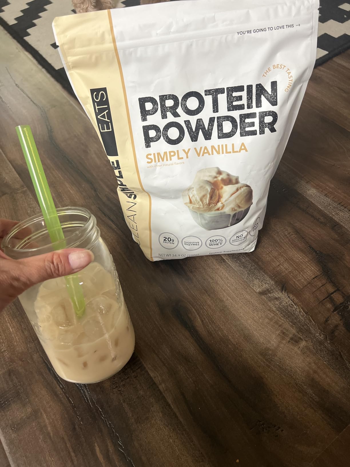 Clean Simple Eats Whey Protein Powder, Simply Vanilla Flavor Naturally Sweetened, 100% Grass Fed Protein Powder with Digestive Enzymes & No Artificial Ingredients, Gluten Free, 30 Servings customer photo 1