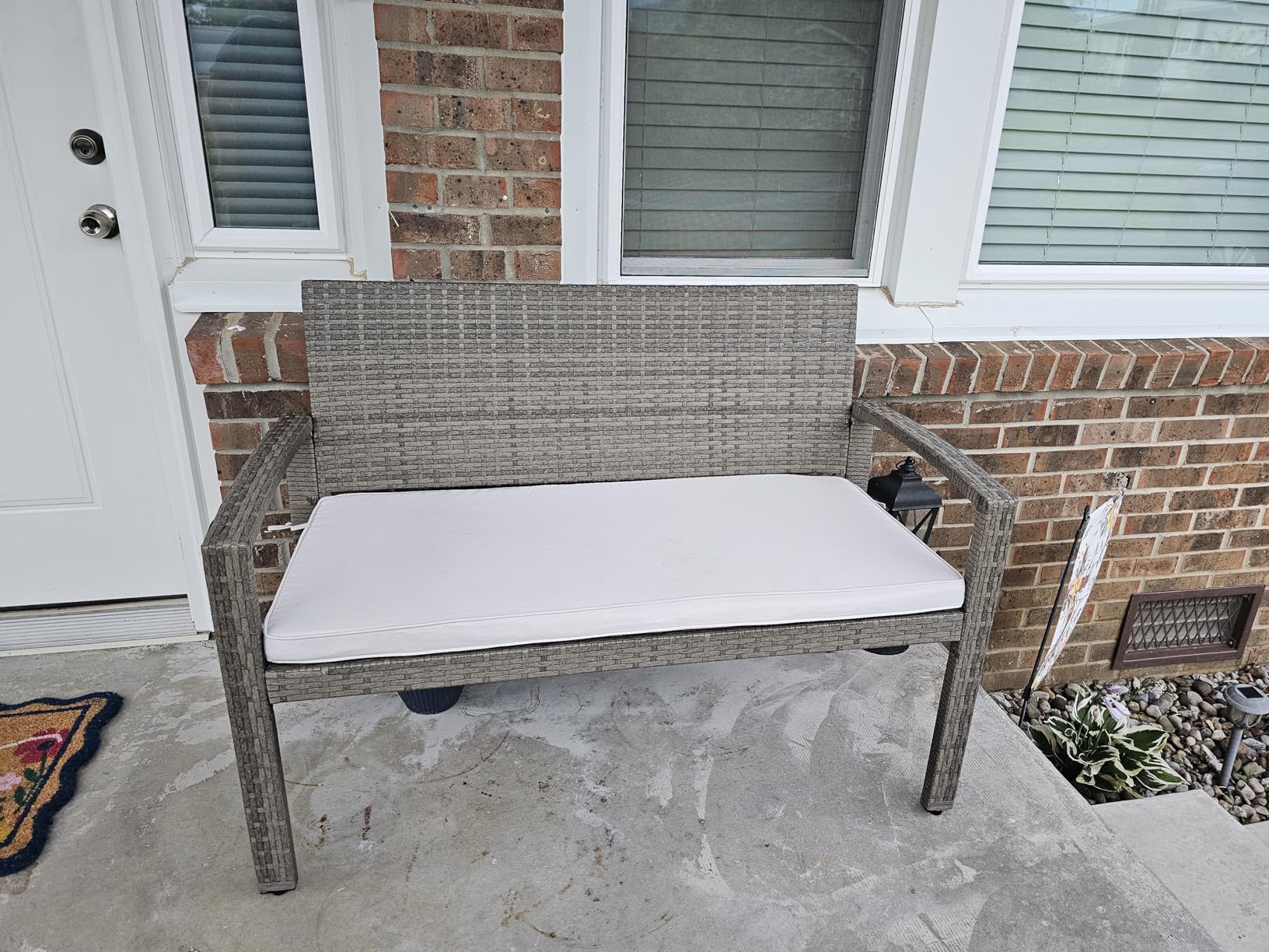 Best Choice Products Outdoor Bench 2-Person Wicker Garden Patio Benches Seating Furniture for Backyard, Porch w/Seat Cushion, 700lb Capacity - Brown/Tan customer photo 1
