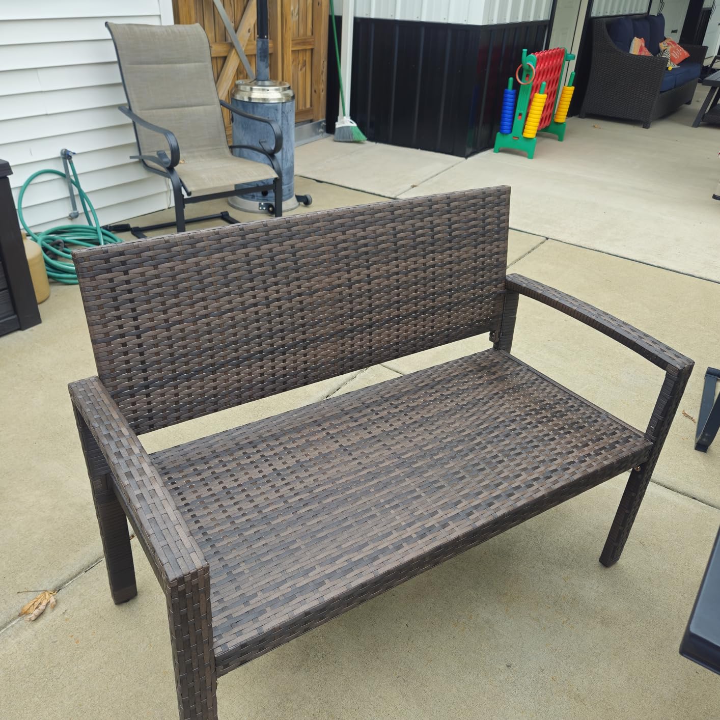 Best Choice Products Outdoor Bench 2-Person Wicker Garden Patio Benches Seating Furniture for Backyard, Porch w/Seat Cushion, 700lb Capacity - Brown/Tan customer photo 2