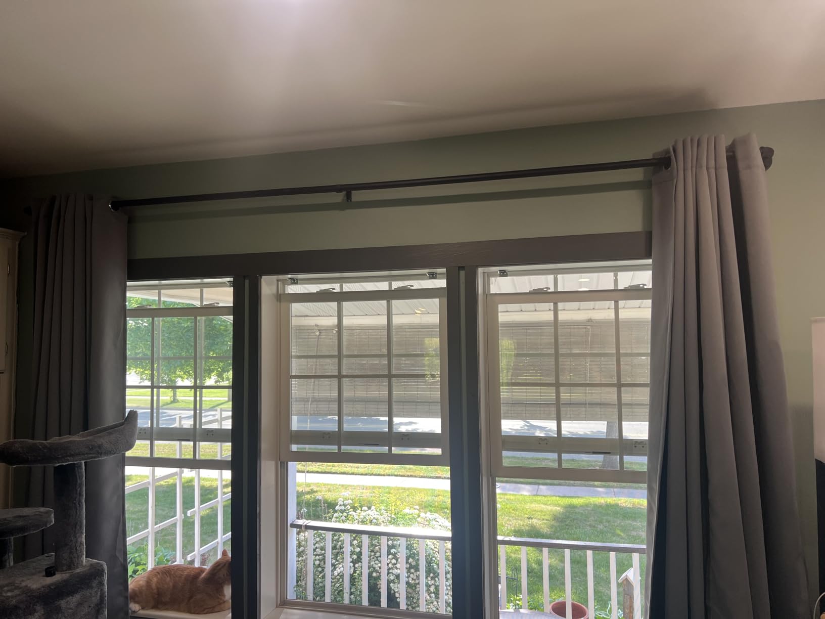 Zeerobee Curtain Rods for Windows 66 to 120, 1 Inch Industrial Wrap Around Black Curtain Rod, Indoor/Outdoor Room Divider Adjustable Drapery Pole, 66