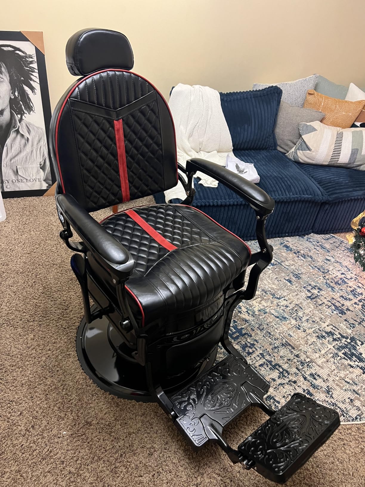 BarberPub Heavy Duty Metal Vintage Barber Chair All Purpose Professional Hydraulic Reclining Salon Beauty Spa Chair Styling Equipment 8730 Black customer photo 1