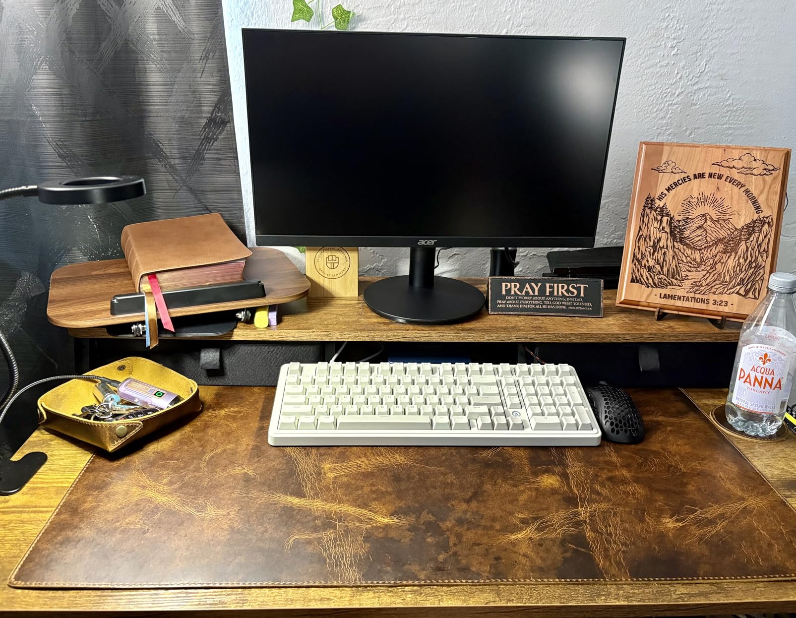 Elizo Real Leather Desk Mat Set (32x16) Large Desk Cover Desk Blotter Protector Computer Gaming Mouse Pad Table Laptop Office Desktop Accessories customer photo 1
