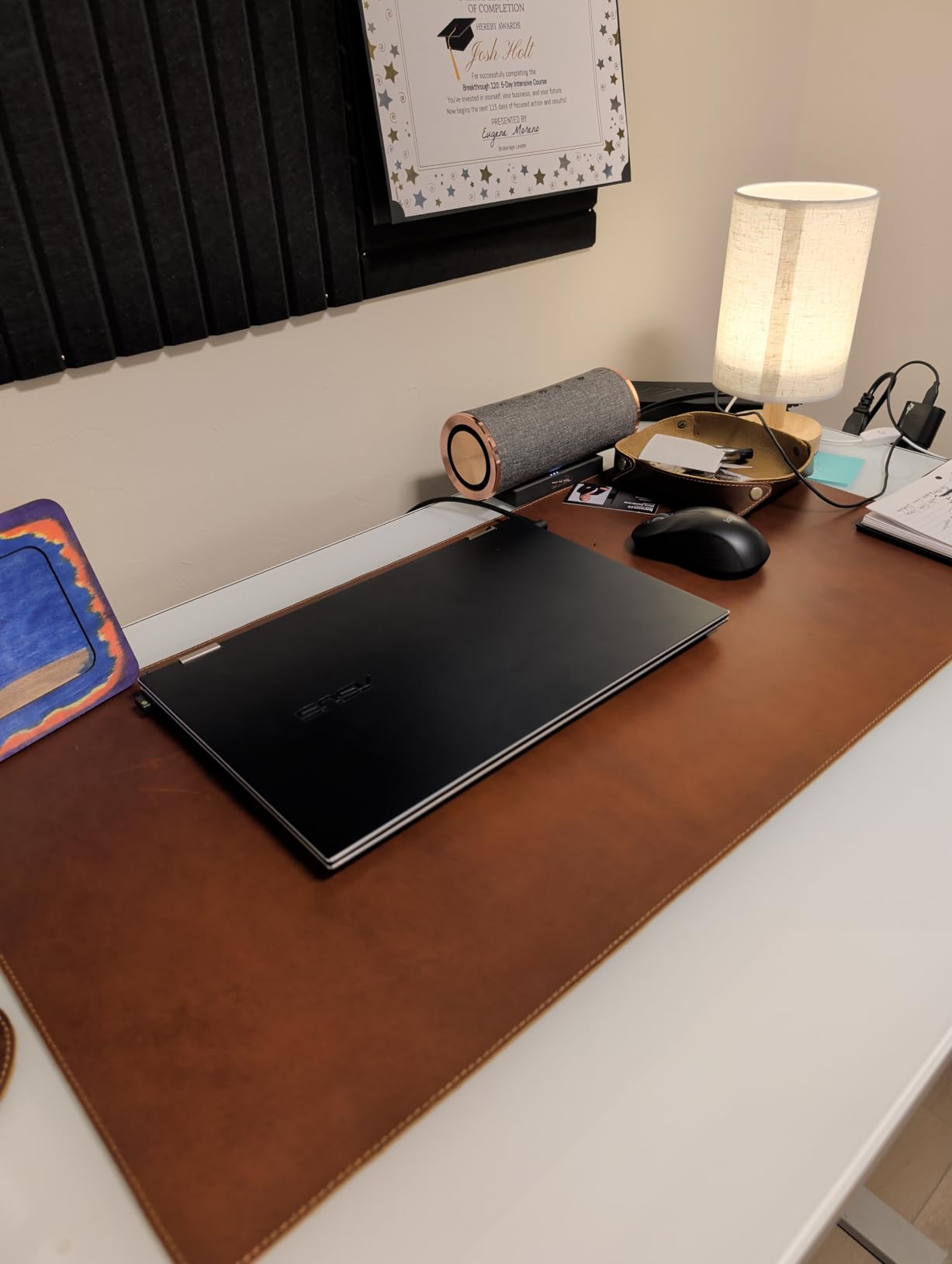 Elizo Real Leather Desk Mat Set (32x16) Large Desk Cover Desk Blotter Protector Computer Gaming Mouse Pad Table Laptop Office Desktop Accessories customer photo 2