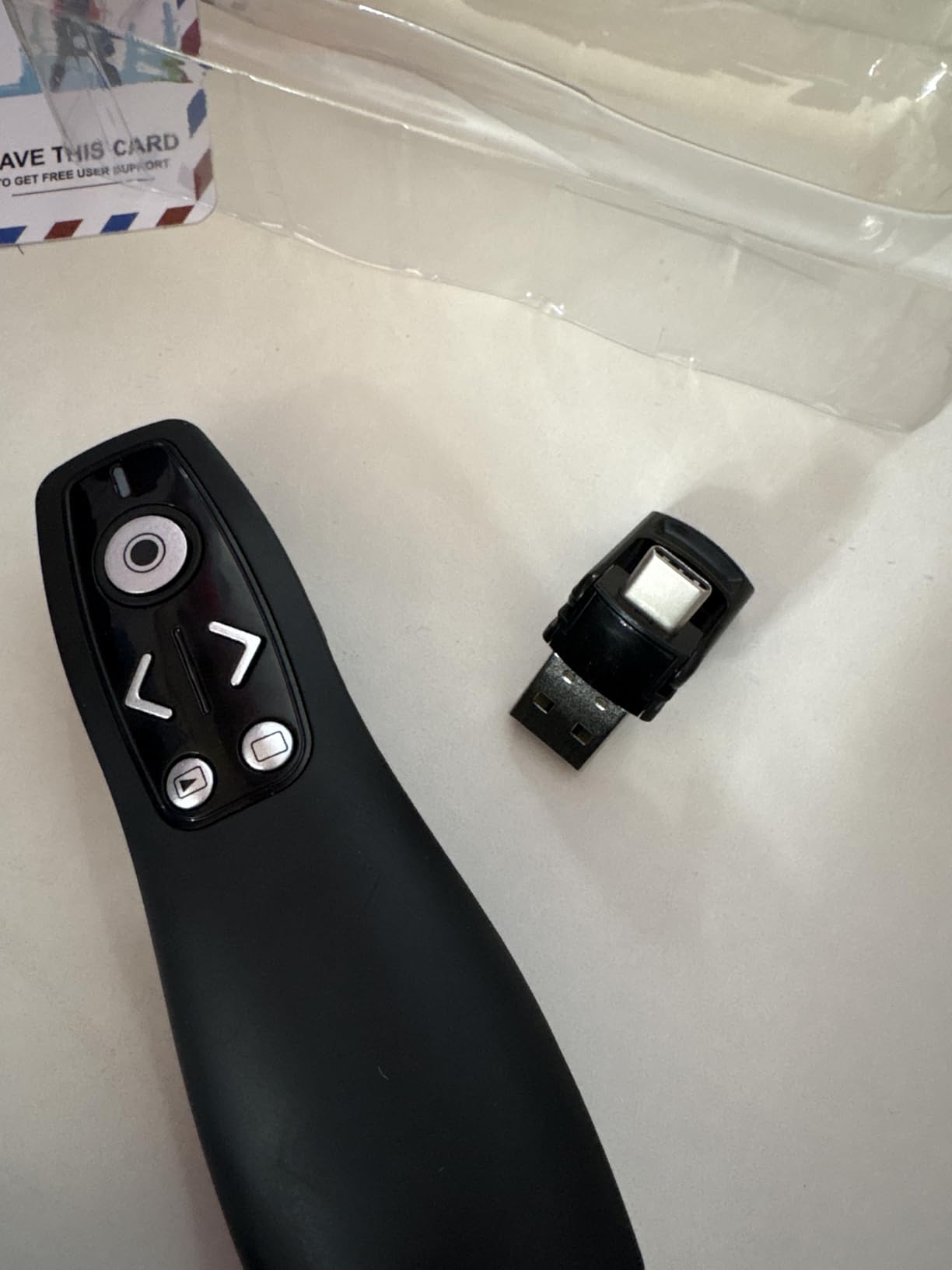 Presentation Clicker with USB-A & USB-C Receiver, 2.4GHz Wireless Presenter Remote with Volume Control & Red Light Pointer, Clicker for PowerPoint Slides Slide Advancer for Mac Computer, Plug & Play customer photo 2