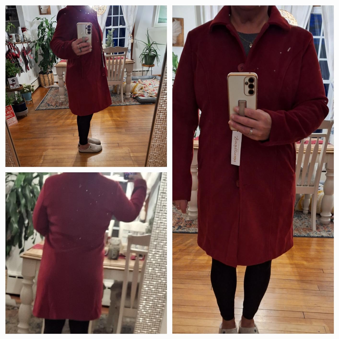 Springrain Womens Pea Coat Elegant Overcoat Single Breasted Winter Coat Dress Coat with Pockets customer photo 1