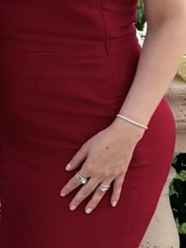 Matrix Tennis Bracelet, Round Cut Crystals, Pink, Blue, Black, Clear, Rhodium, Gold-Tone and Rose Gold-Tone Finishes customer photo 2
