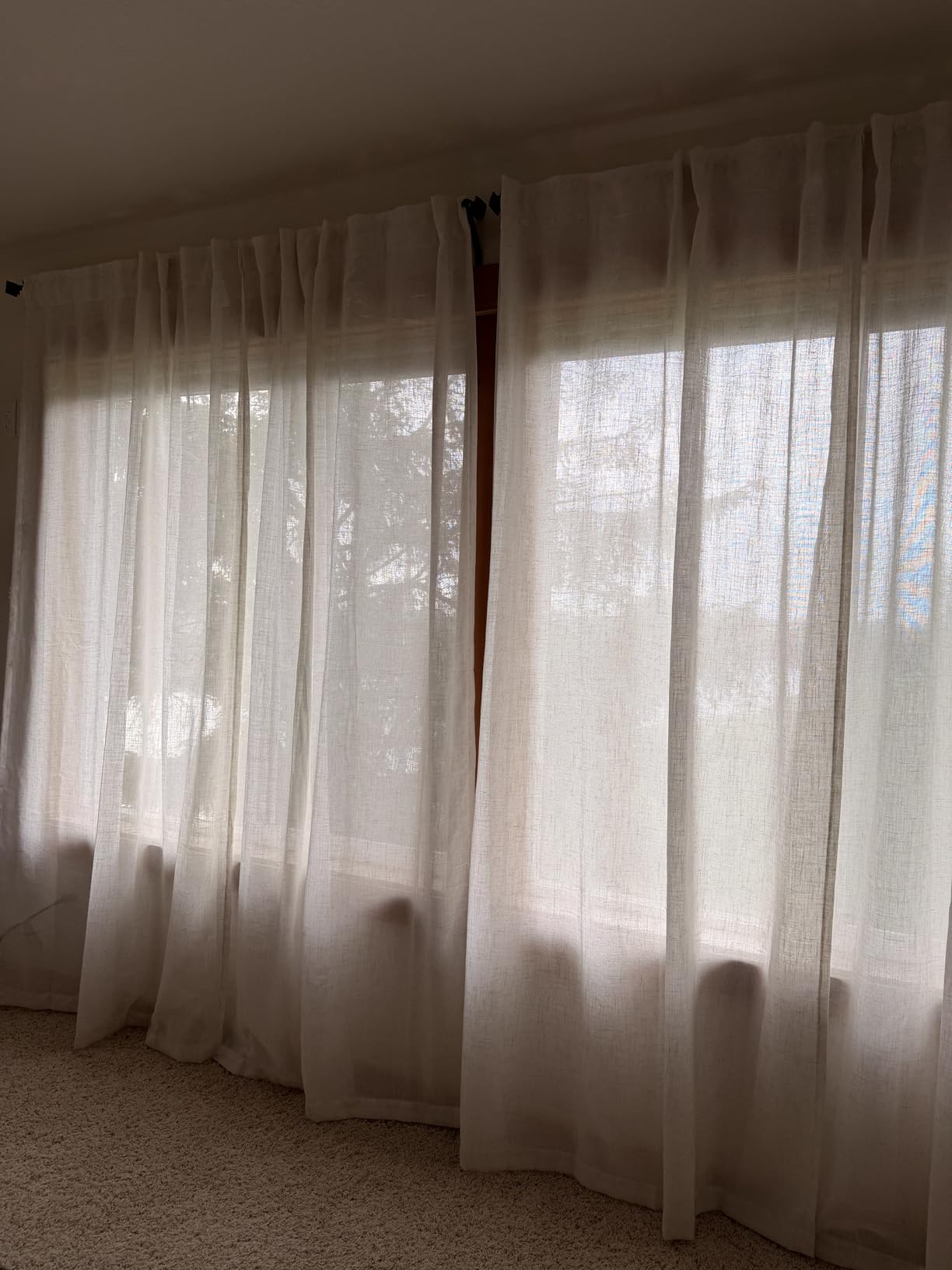 MIULEE Natural White Linen Curtains 84 Inch Long for Bedroom Living Room, Soft Thick Linen Textured Window Drapes Semi Sheer Light Filtering Rod Pocket Back Tab Neutral Farmhouse Cream Ivory 2 Panels customer photo 1