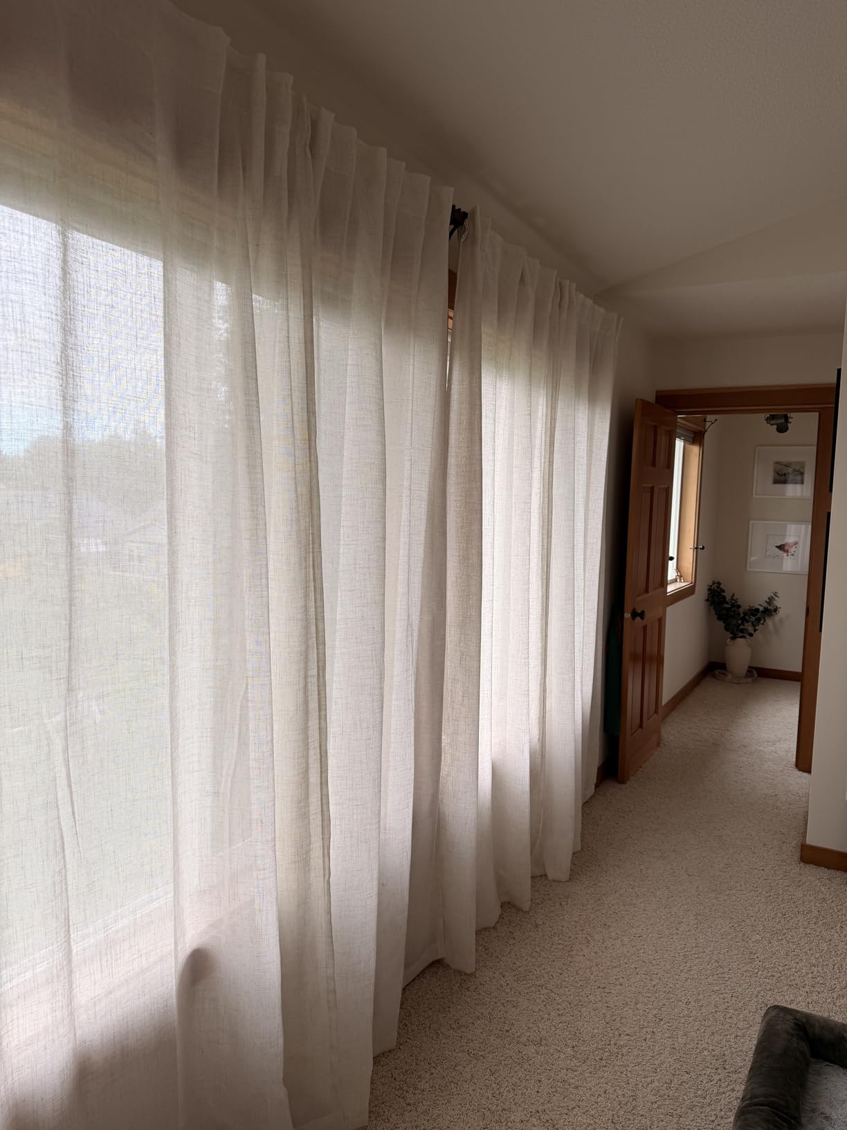 MIULEE Natural White Linen Curtains 84 Inch Long for Bedroom Living Room, Soft Thick Linen Textured Window Drapes Semi Sheer Light Filtering Rod Pocket Back Tab Neutral Farmhouse Cream Ivory 2 Panels customer photo 2