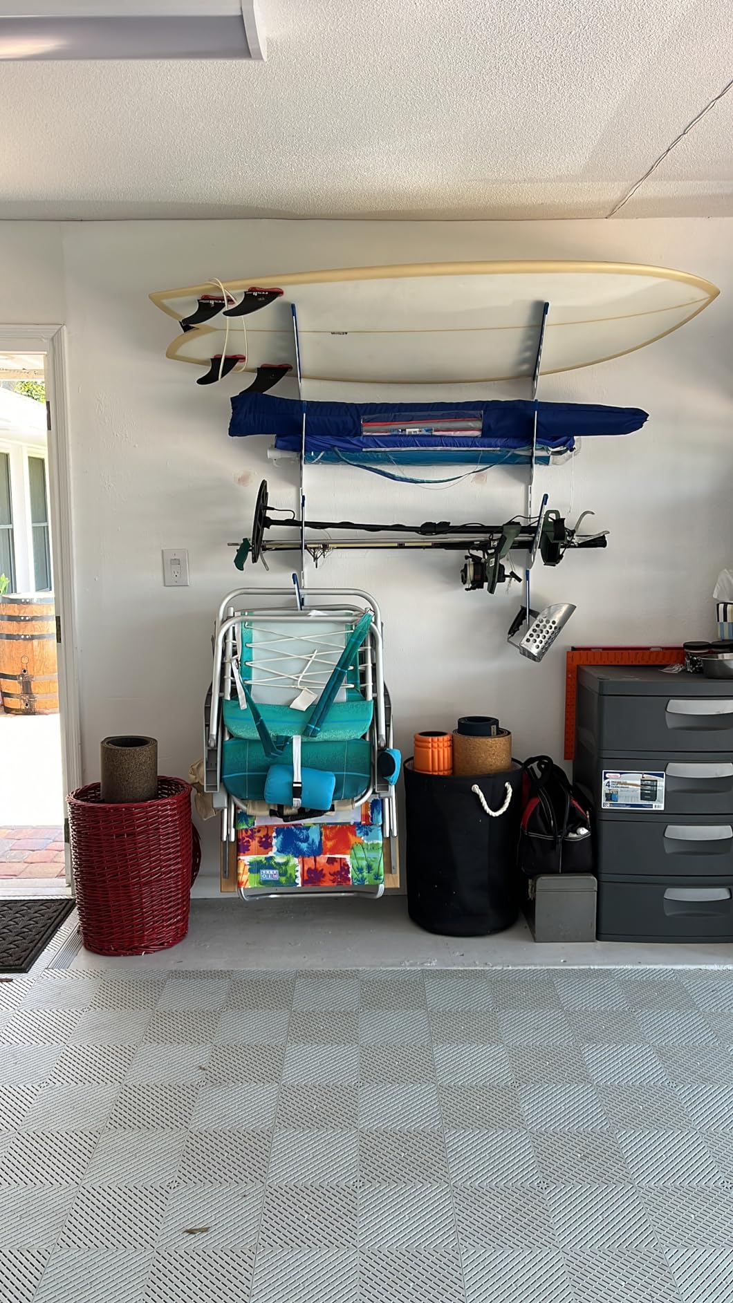 StoreYourBoard Adjustable Surfboard Storage Rack, 4 Board Wall Mount Display, Black customer photo 1