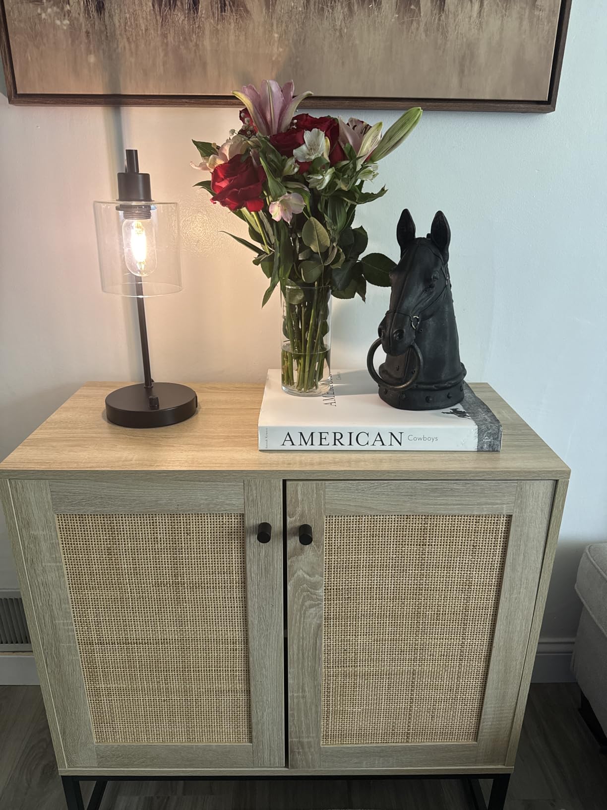 Best Choice Products 2-Door Rattan Storage Cabinet, Accent Furniture, Multifunctional Cupboard for Living Room, Hallway, Kitchen, Sideboard, Buffet Table w/Non-Scratch Foot Pads - Natural customer photo 2