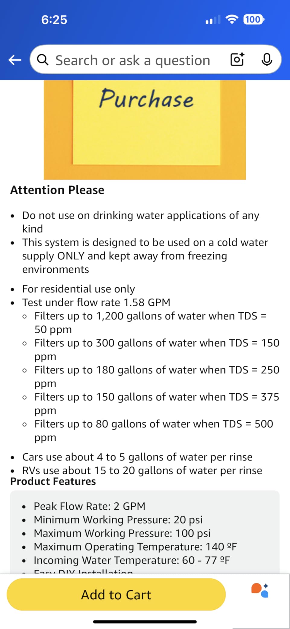 iSpring Spotless Water System for Car Wash, 1200 Gallons Deionized Water System w/Rolling Cart, Car Paint Protection, Wipe Free Car Wash System for Vehicles, RV, Motorcycles & Windows, Model: WGB22BD customer photo 1