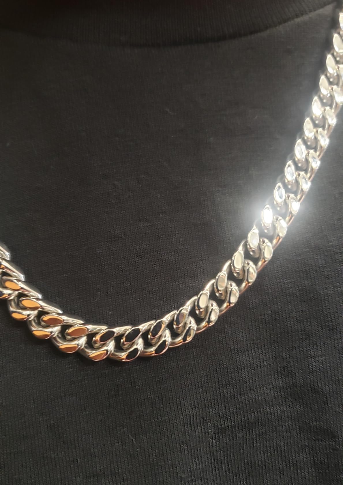 ChainsHouse Stainless Steel Mens Cuban Link Chain, Black/ 18K Gold Plated Miami Cuban Chain Necklace, 5mm/7mm/9mm/12mm/14mm Width, No Tarnish& Durable Hip Hop Mens Jewelry, 18