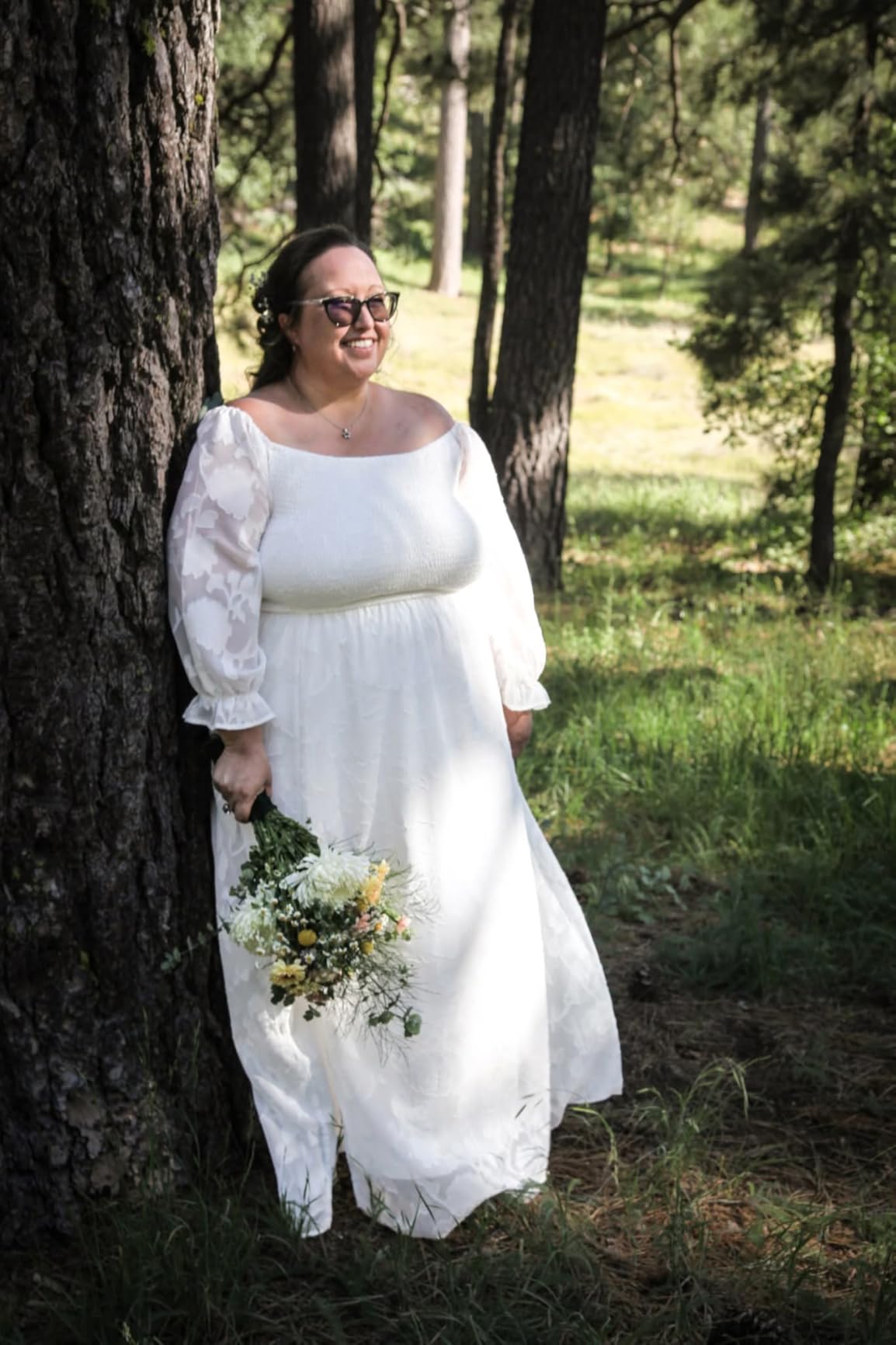 Plus Size Summer Dresses - Boho Casual Off Shoulder Floral Long Maxi Dress with Pockets customer photo 2