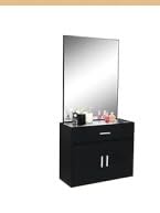 Winado Wall Mount Salon Station - Barber Salon Station with Mirror, 1 Storage Cabinet, 2 Hair Dryer Holders for Hair Stylist Beauty Spa Equipment, Black customer photo 1