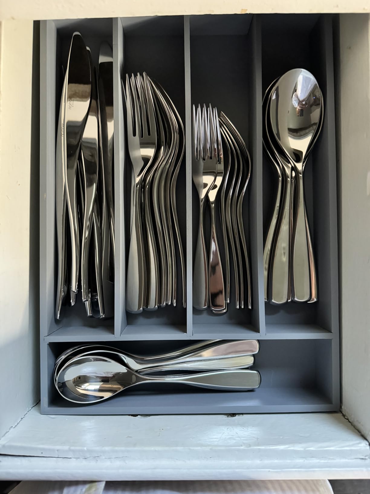 Besilord Silverware Organizer Kitchen Drawer Organizer Utensil Organizer Bamboo Silverware Holder Cutlery Organizer in Drawer Flatware Organizer Tray(5 slots, Natural customer photo 1