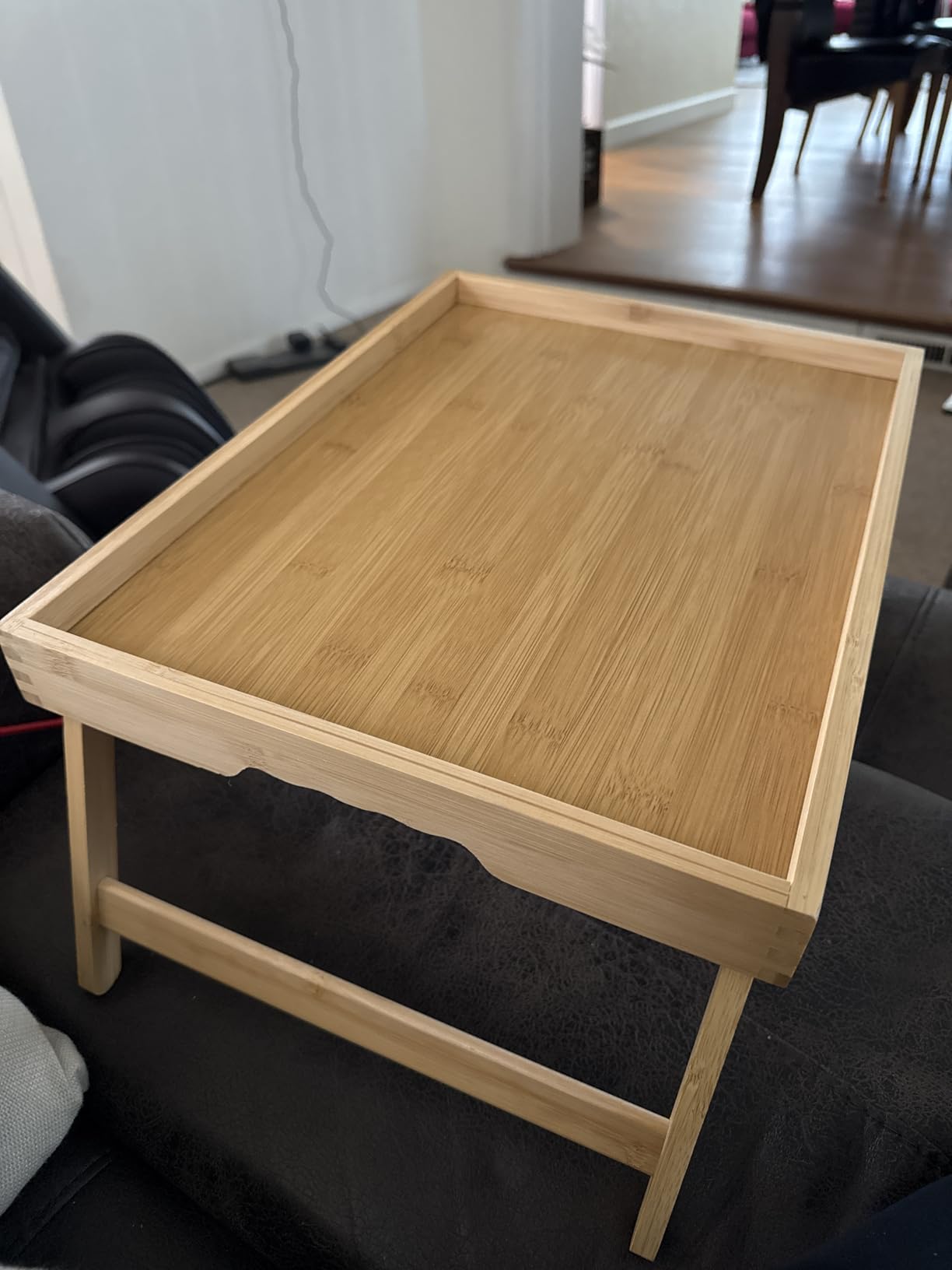 Artmeer Bed Tray Table with Folding Legs, Bamboo Breakfast in Bed for TV Table, Laptop Computer Tray, Eating, Snack Tray (Bamboo) customer photo 1