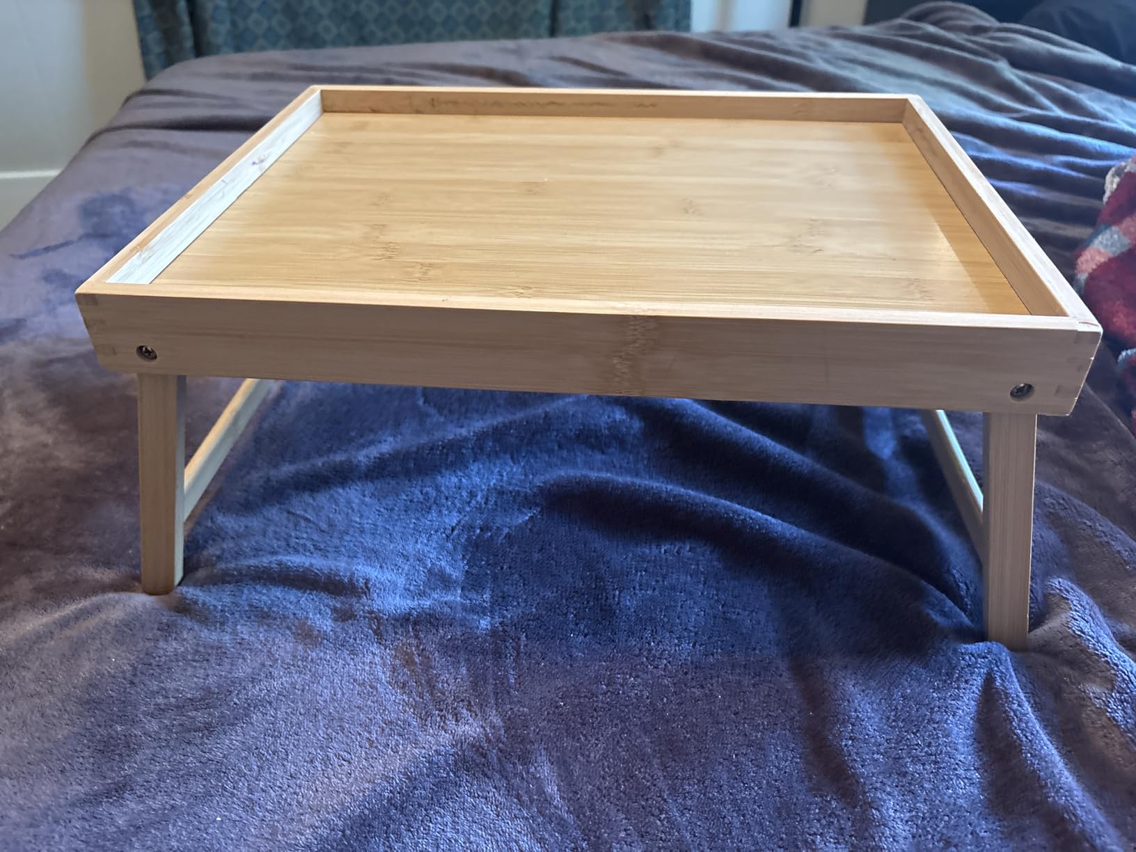 Artmeer Bed Tray Table with Folding Legs, Bamboo Breakfast in Bed for TV Table, Laptop Computer Tray, Eating, Snack Tray (Bamboo) customer photo 2