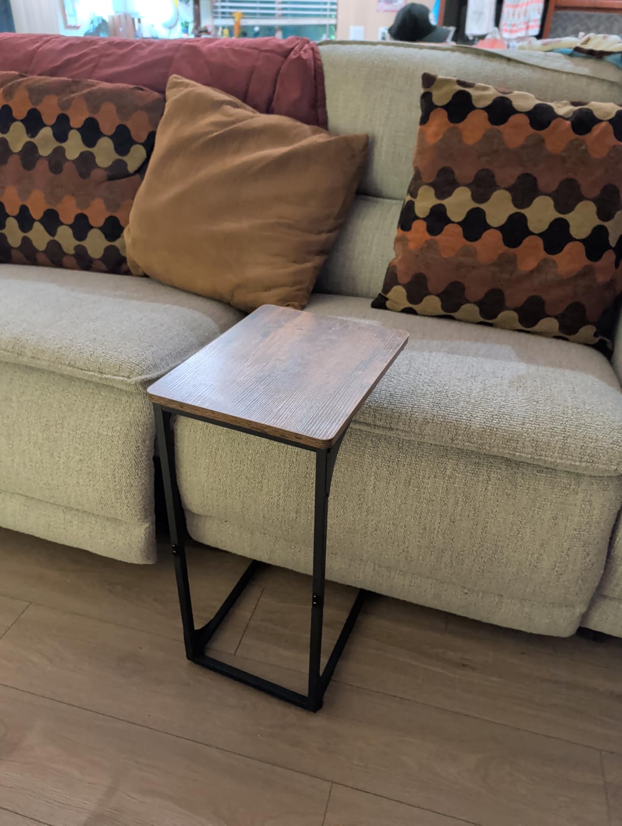 QEEIG C Table Side Table Set of 2 Living Room Sets C Shaped Couch Tray End Tables Farmhouse, Rustic Brown (017-30BN) customer photo 2