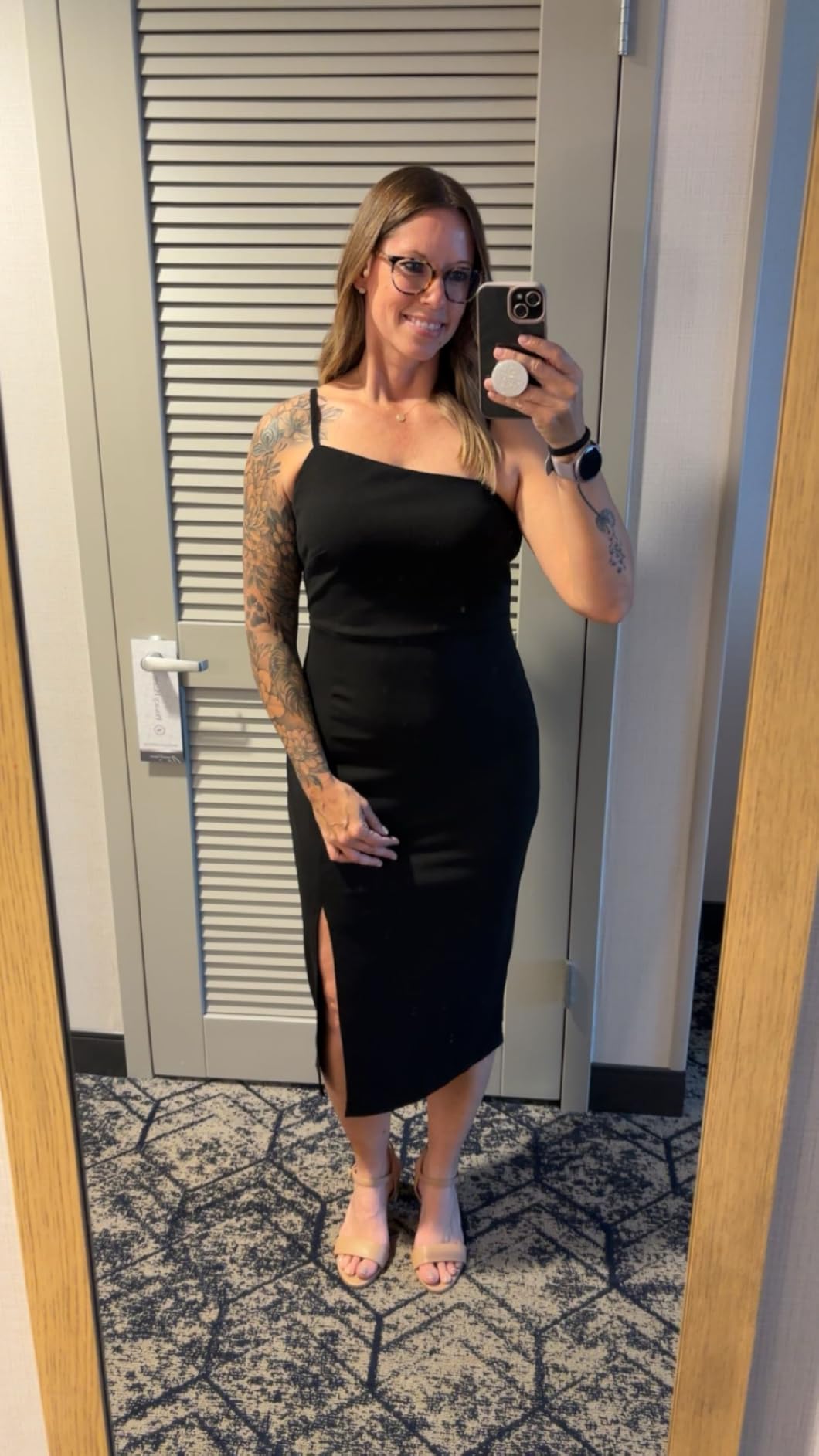 Women's Adjustable Spaghetti Straps Sleeveless High Waist Split Midi Bodycon Cocktail Party Dress customer photo 2