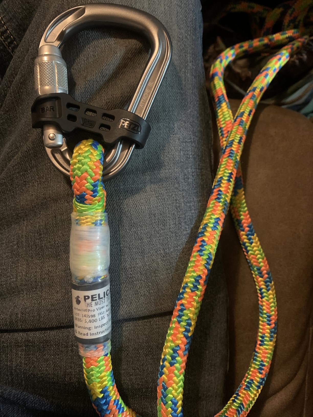 Pelican Rope Arborist Rope 11.8mm x 200Ft, USA Made High-Strength 24-Strands Static Climbing Rope - 5,400 lb Strength for Tree Climbing, Pulling, Outdoors & Swing - Viper, Tight Spliced Eye customer photo 1
