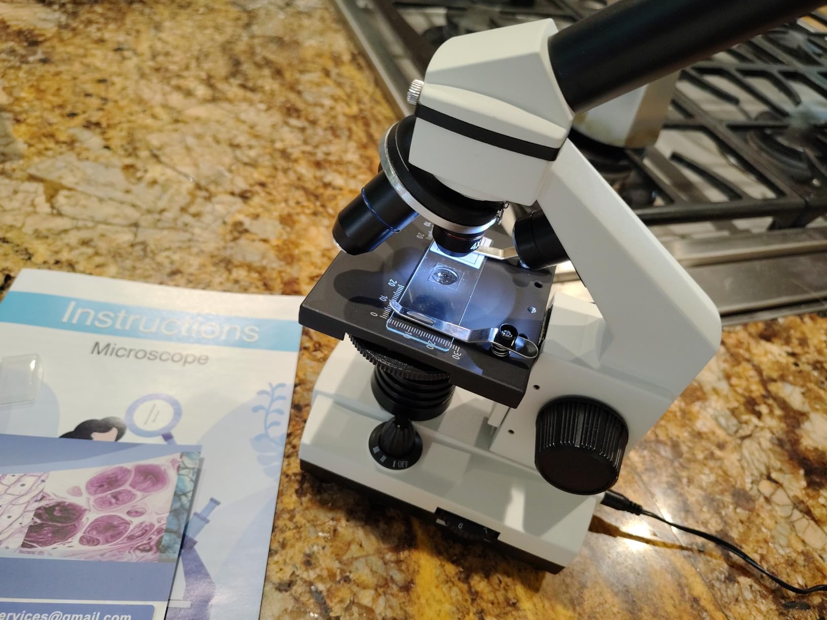 PalliPartners Compound Microscope for Adults & Students - 100X-2000X High-Power Biological Microscope for Students, School Lab & Home Education, with Slides Set & Phone Adapter (White) customer photo 1