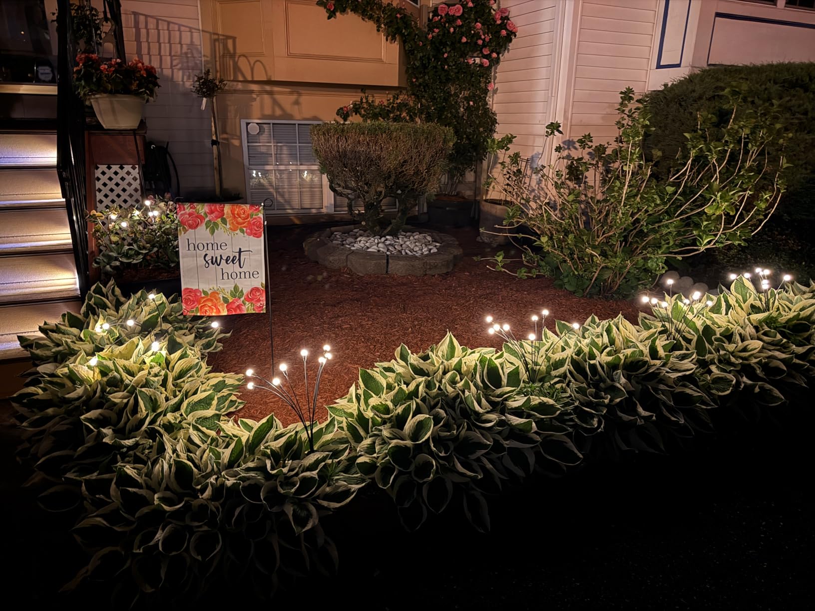 Solar Lights Outdoor(4 Pack,32 LEDs), ASMAD Solar Garden Lights, Outdoor Decorations, Firefly Light for Patio Decor, Big Bulb, Unique Gifts for Women, Gifts for Grandma customer photo 1