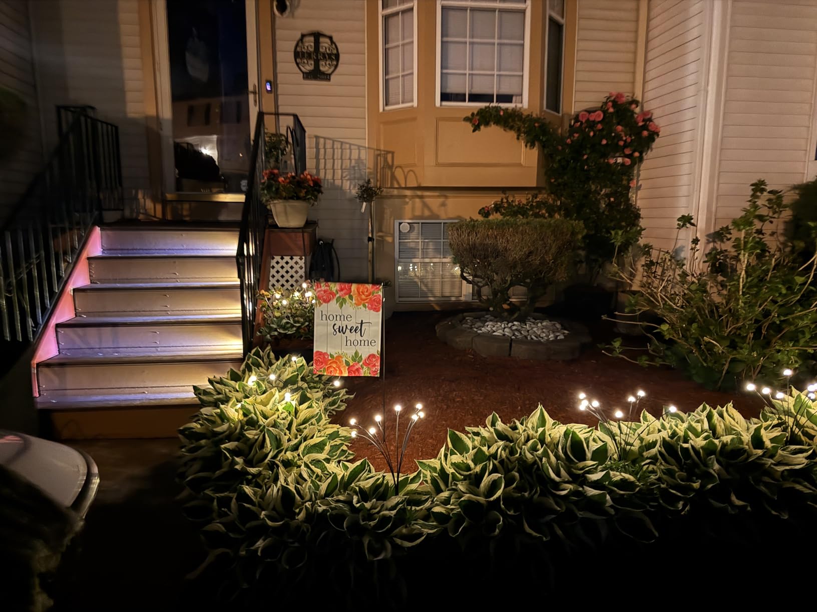 Solar Lights Outdoor(4 Pack,32 LEDs), ASMAD Solar Garden Lights, Outdoor Decorations, Firefly Light for Patio Decor, Big Bulb, Unique Gifts for Women, Gifts for Grandma customer photo 2
