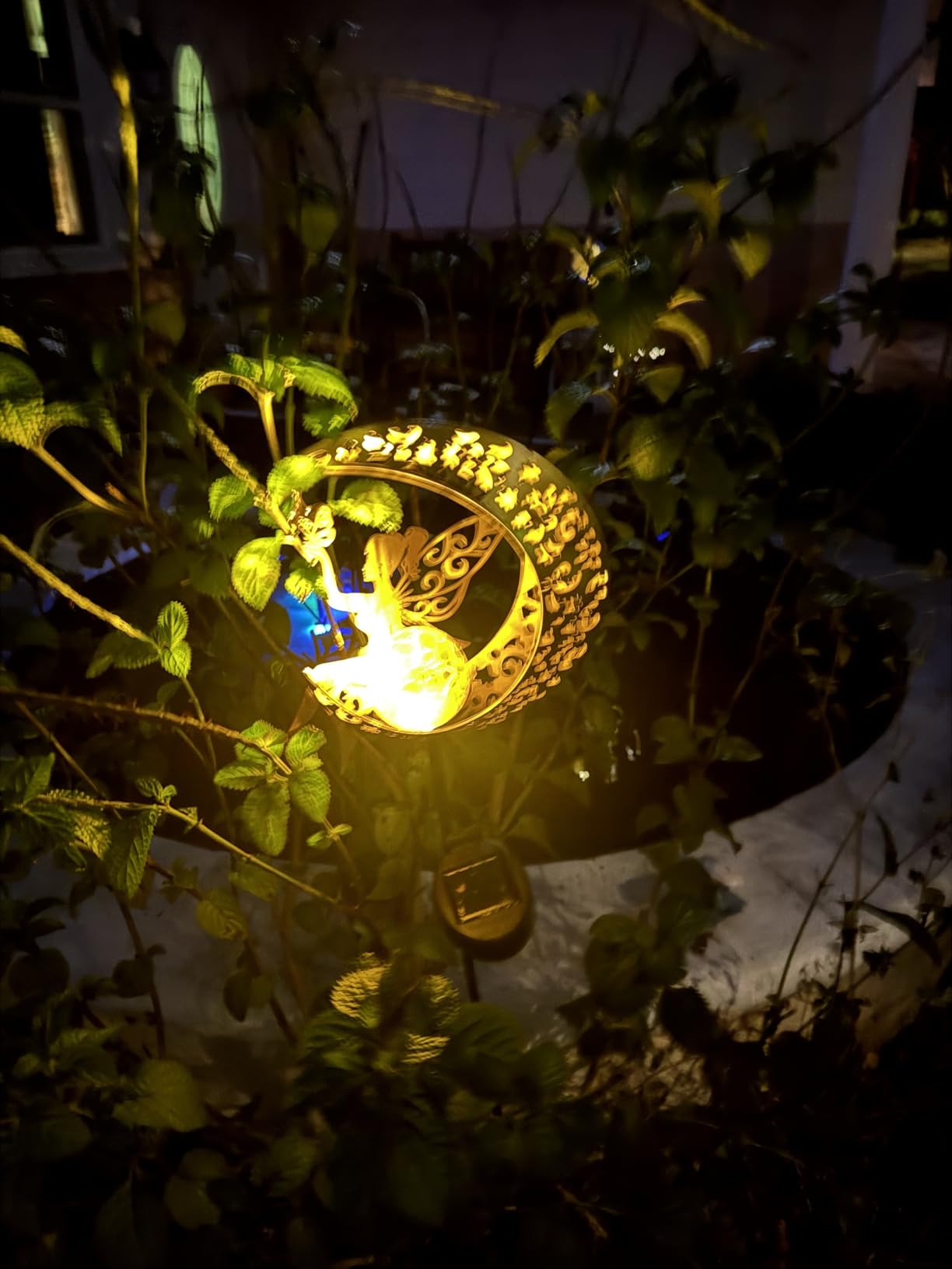 Vuees Solar Garden Statues Outdoor Decor, Fairy Moon Figurine Light Stake, Housewarming Ornament for Patio, Lawn, Yard, Pathway - Unique Gift Ideas for Gardening Mom Grandma customer photo 2